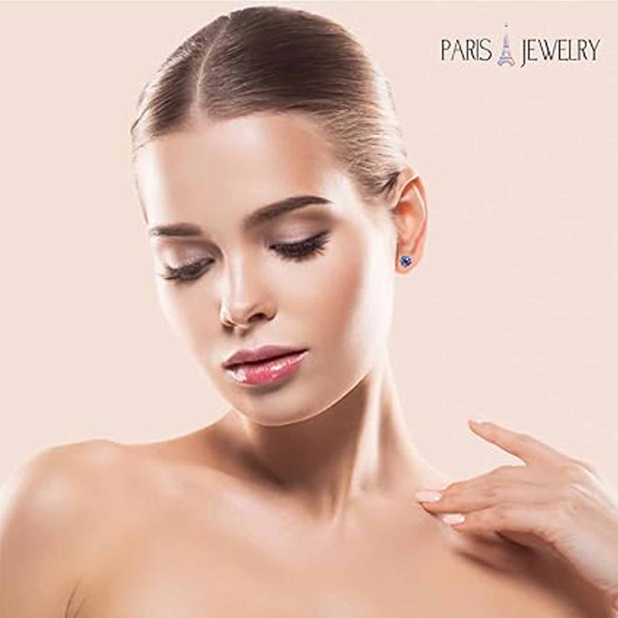 Paris Jewelry 24k White Gold 2 Cttw Alexandrite Round Stud Earrings Jewelry Gift for Women Unisex plated - Image 5