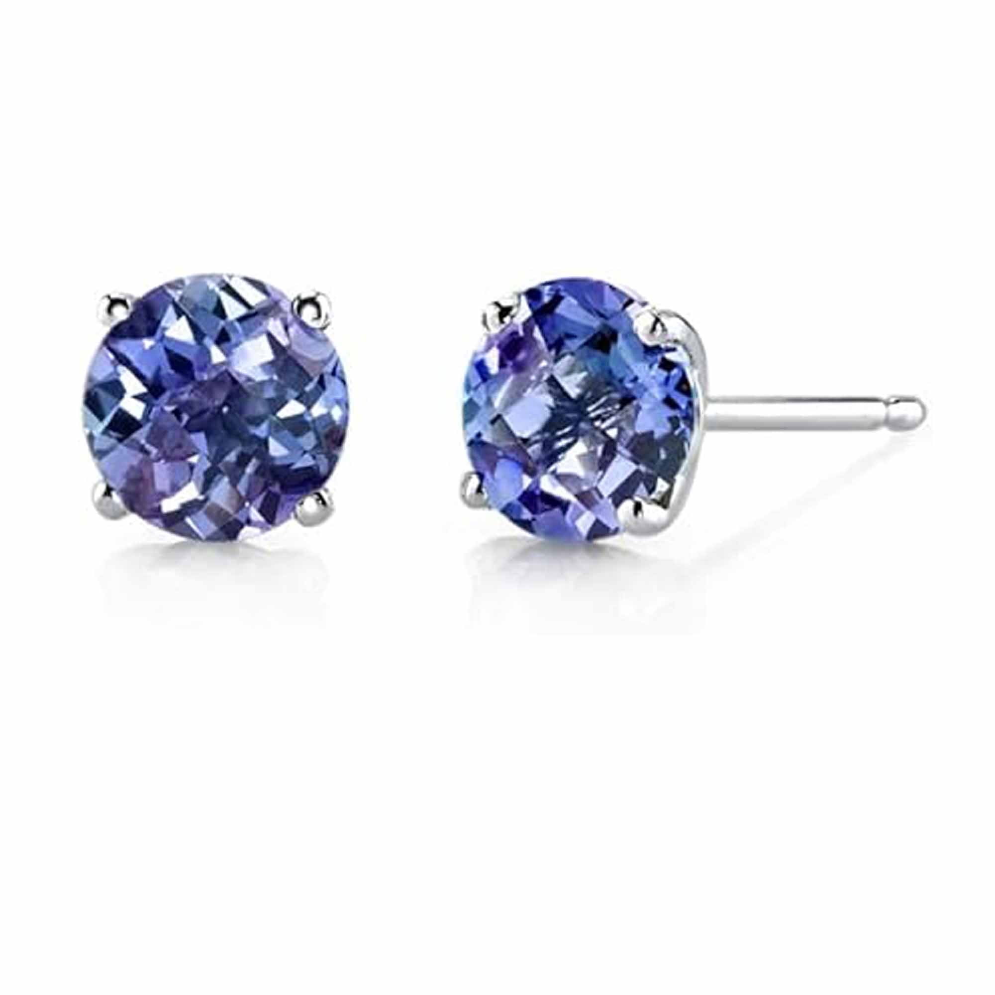 Paris Jewelry 24k White Gold 2 Cttw Alexandrite Round Stud Earrings Jewelry Gift for Women Unisex plated