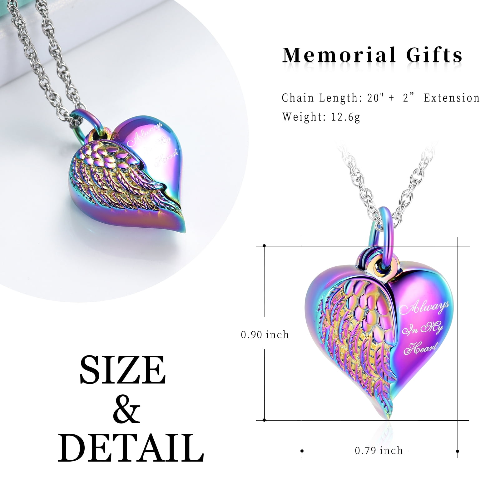 Personalized Jewelry Openable Heart Wing with Little Heart Urn for Ashes Cremation Jewelry for Ashes Urn Necklace Lockets for Human Ashes - Image 5