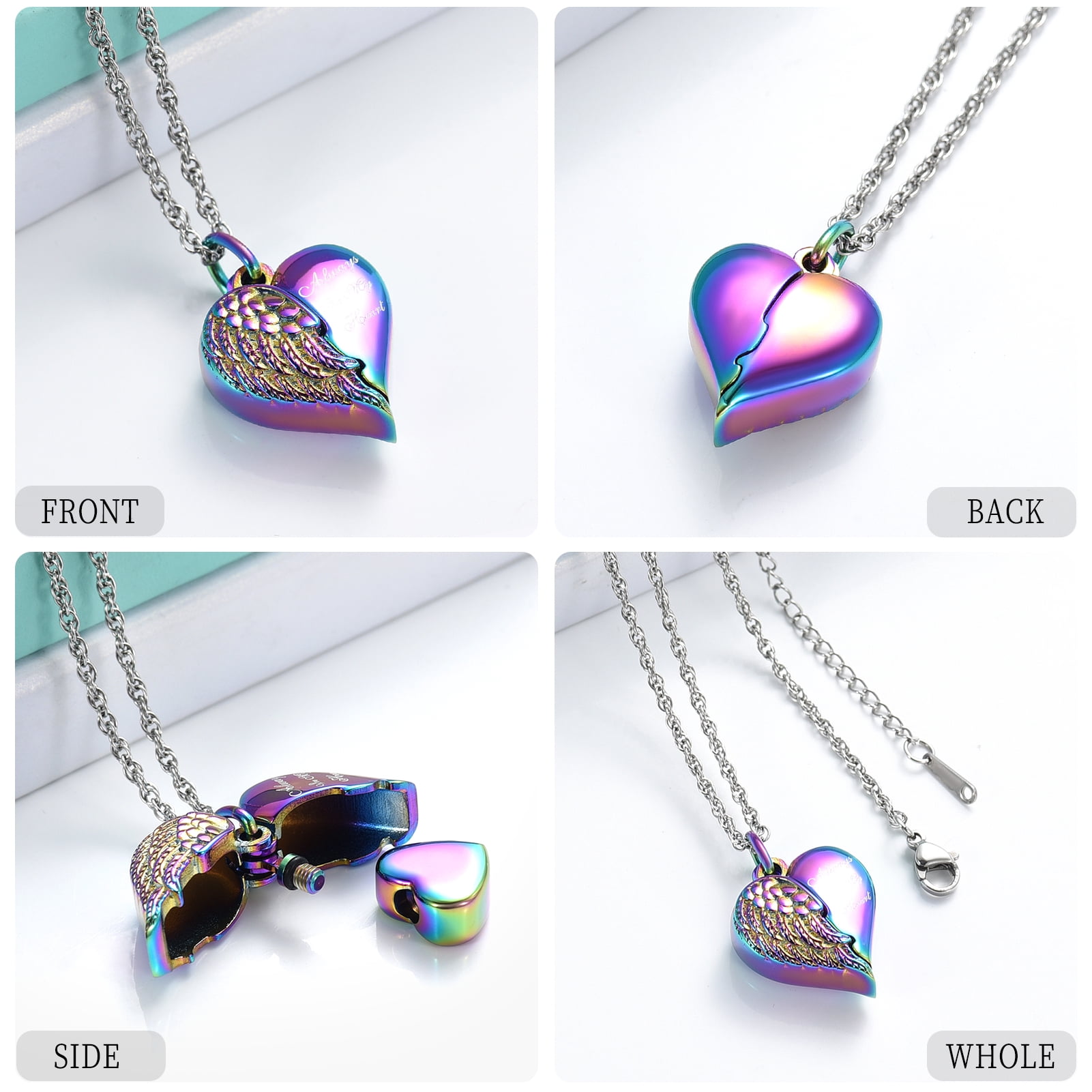 Personalized Jewelry Openable Heart Wing with Little Heart Urn for Ashes Cremation Jewelry for Ashes Urn Necklace Lockets for Human Ashes - Image 3