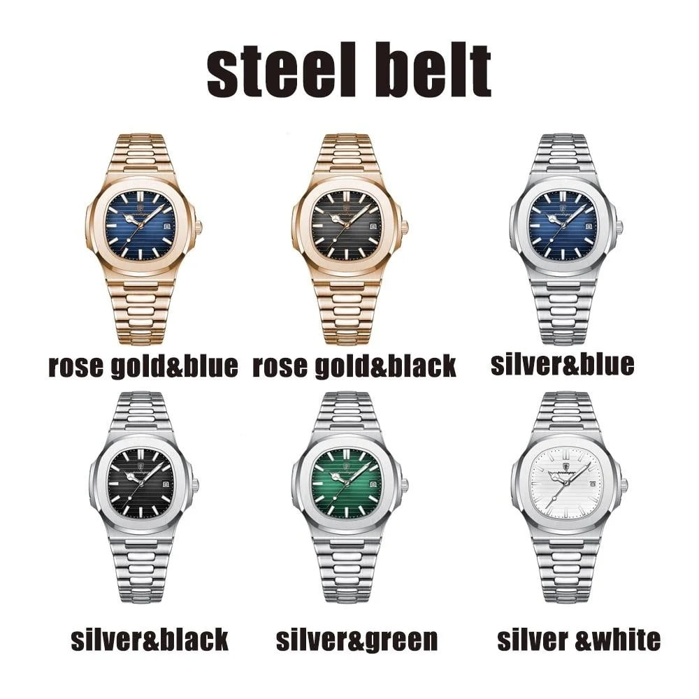 Poedagar Men Watch Rose Gold Quartz Stainless Steel Sports Waterproof Luminous Date Fashion Watches - Image 5