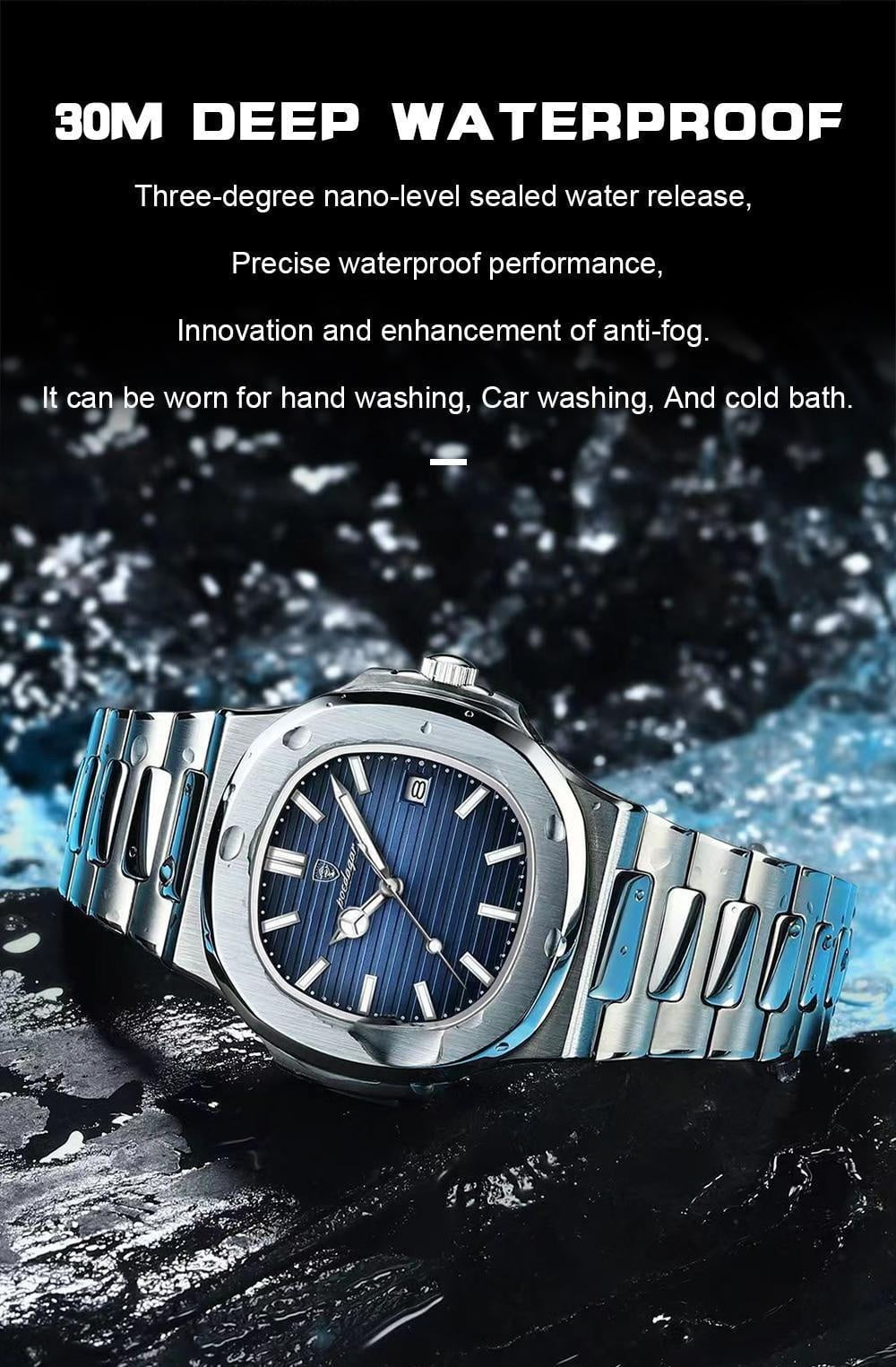 Poedagar Men Watch Rose Gold Quartz Stainless Steel Sports Waterproof Luminous Date Fashion Watches - Image 3