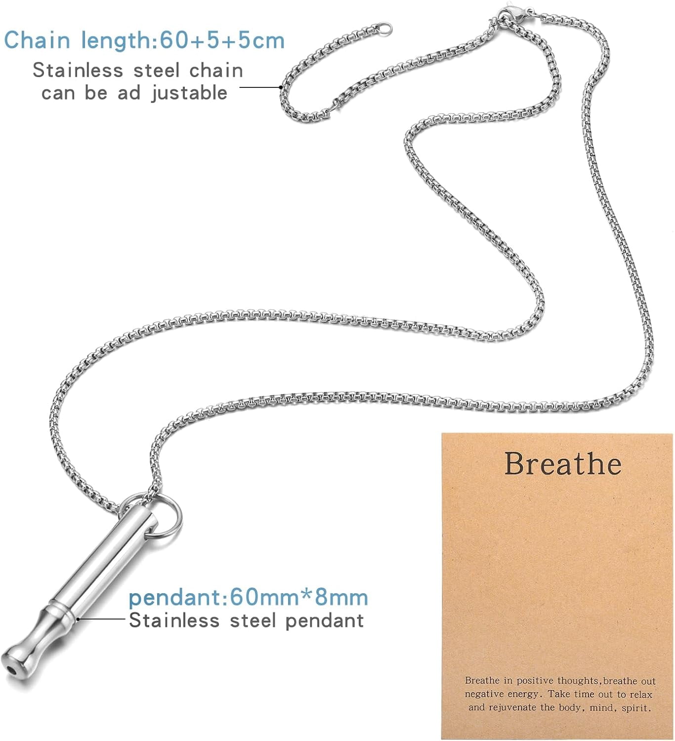 Positive Breathing Necklace Stainless Steel Stress Reduction Pendant Anxiety Reduction Jewelry Gift for Women Men - Image 5