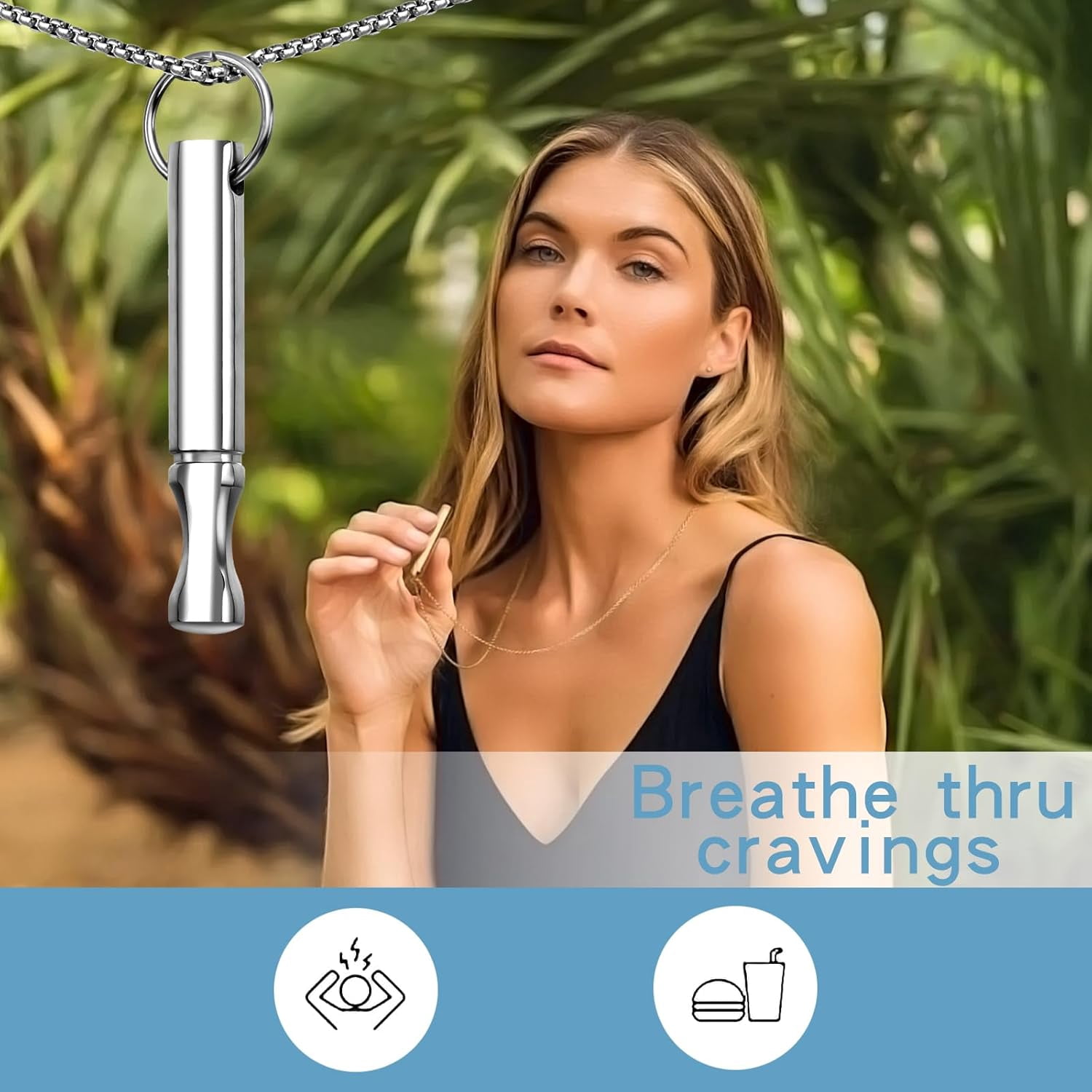 Positive Breathing Necklace Stainless Steel Stress Reduction Pendant Anxiety Reduction Jewelry Gift for Women Men - Image 2