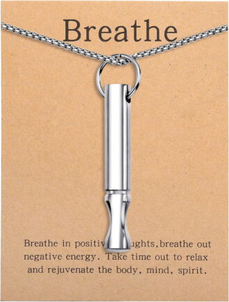 Positive Breathing Necklace Stainless Steel Stress Reduction Pendant Anxiety Reduction Jewelry Gift for Women Men