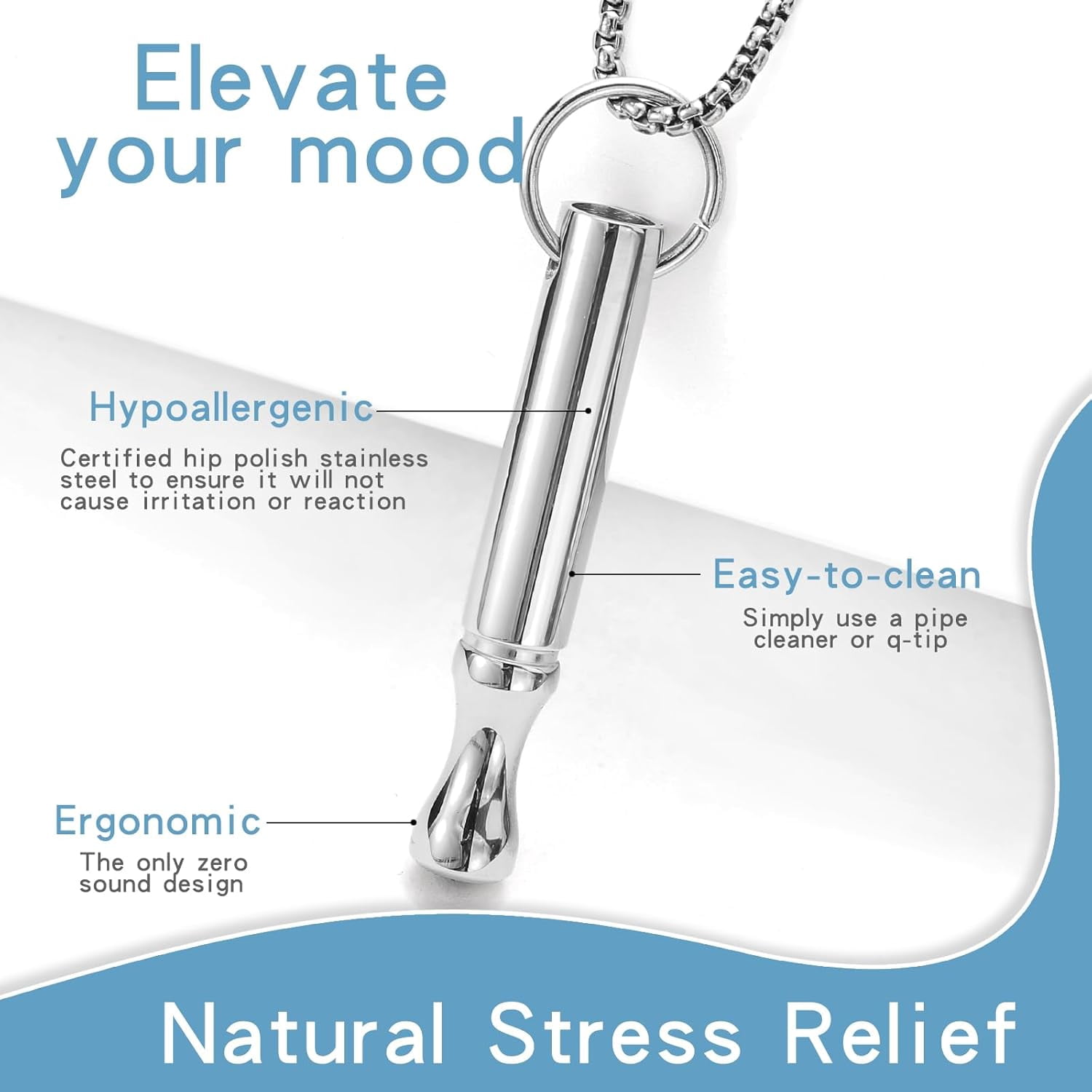 Positive Breathing Necklace Stainless Steel Stress Reduction Pendant Anxiety Reduction Jewelry Gift for Women Men - Image 3