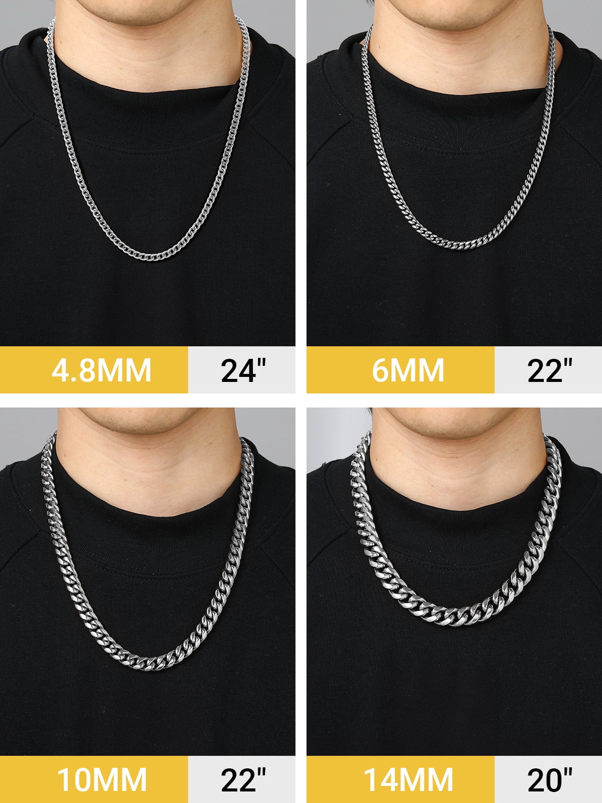 PROSTEEL Cuban Chain for Men 4.8mm Solid Stainless Steel Miami Necklace 14 Inch Hip Hop Mens Gift for Birthday - Image 3