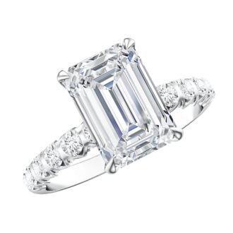Rosec Jewels IGI Certified Lab Grown Diamond 3 Carat Engagement Ring - Emerald Cut Diamond Ring (E-VS1 Quality) - with Jewelry Box, 925 Sterling Silver, US 4.00