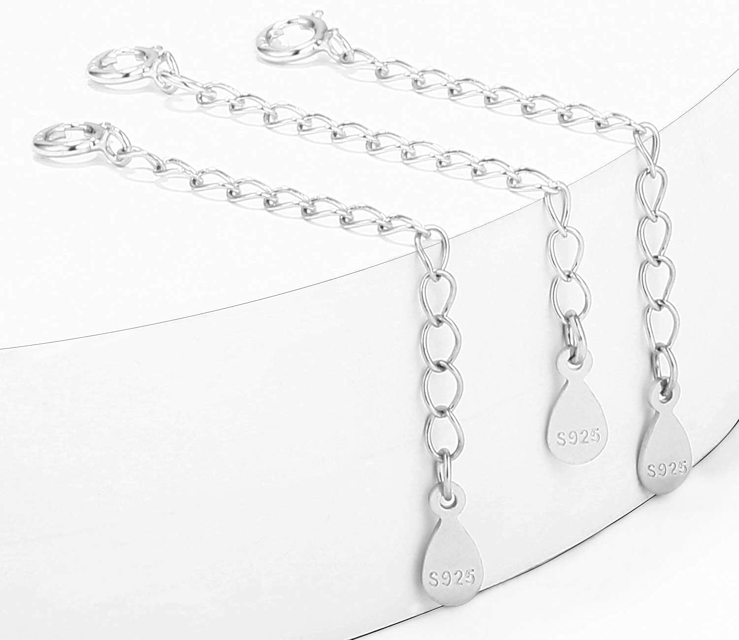 Rynsito 3 Pcs 925 Sterling Silver Necklace Extender, Durable Chain Extenders, Necklace Bracelet Anklet Jewelry Extension for Women, 2Inch - Image 2