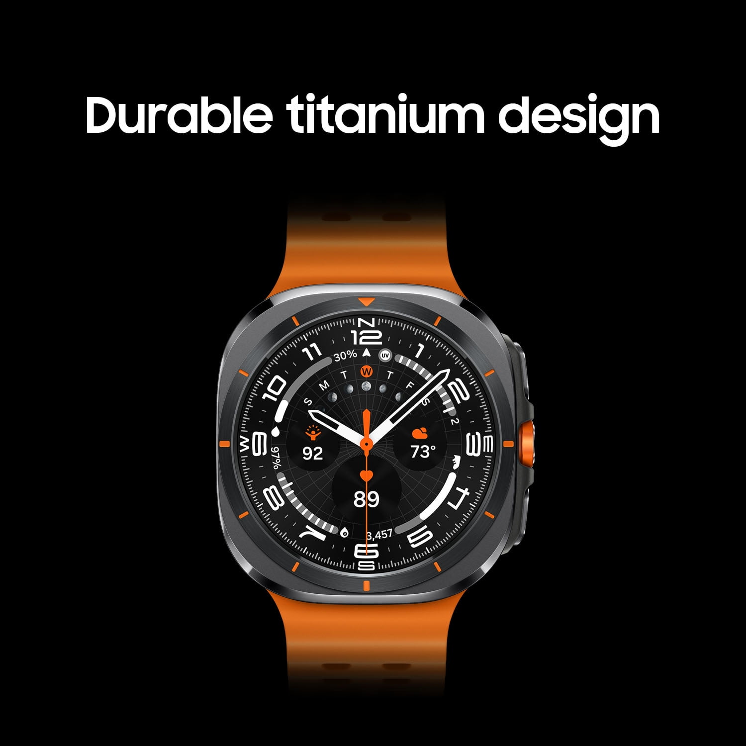 Samsung Galaxy Watch Ultra 47mm LTE Titanium Smart Watch, Titanium Gray, Orange Band - Image 2