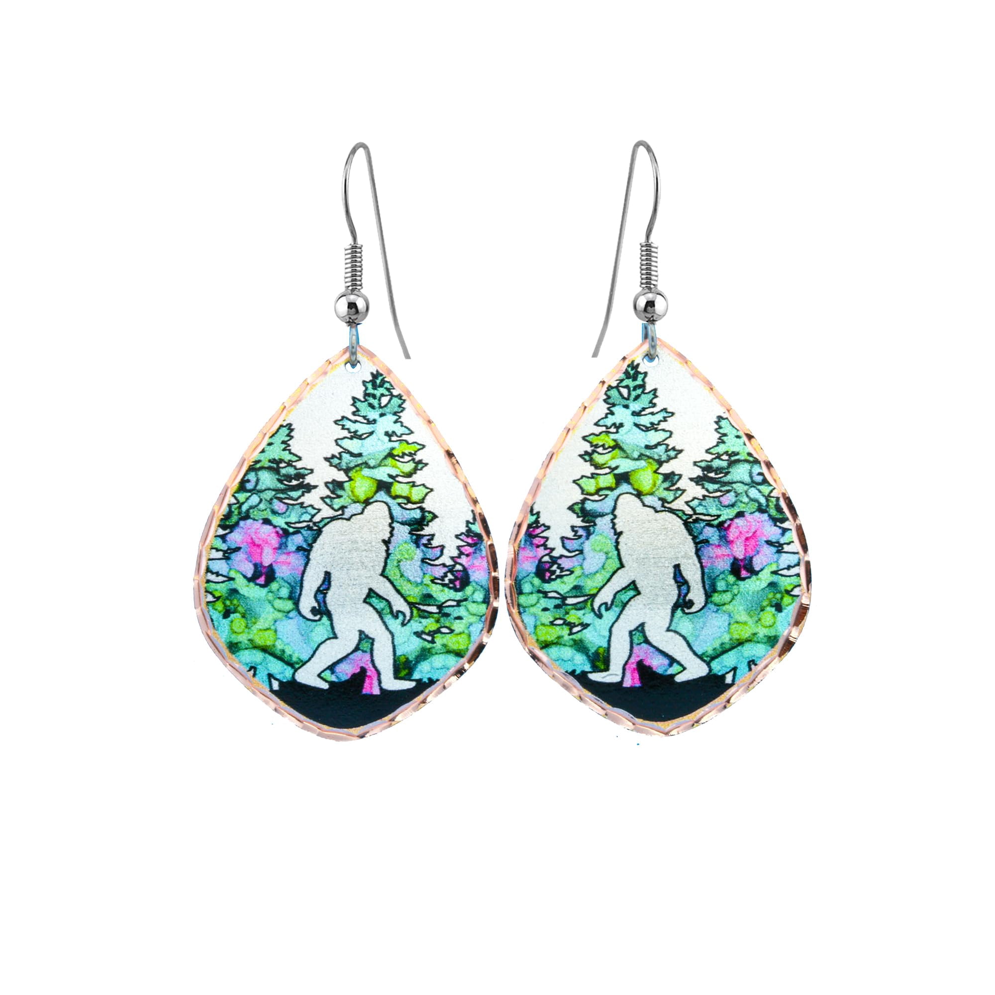 Sasquatch and Bigfoot earrings: Bigfoot jewelry Sasquatch jewelry collection. Bigfoot gifts/Sasquatch gifts. Gifts for Sasquatch enthusiasts (PinkBigfoot) - Image 5