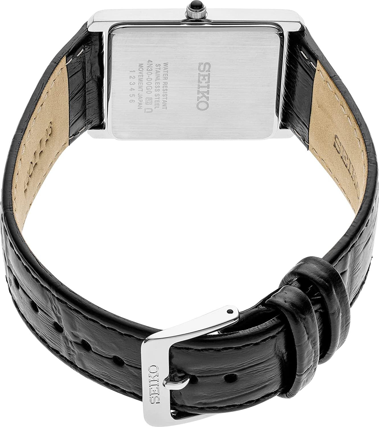 Seiko Essentials Quartz White Dial Black Leather Men's Watch SWR049 - Image 3