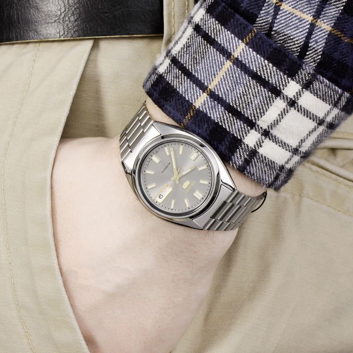 Seiko Men's 5 SNXS75 Automatic Grey Dial Stainless-Steel Bracelet Watch - Image 3