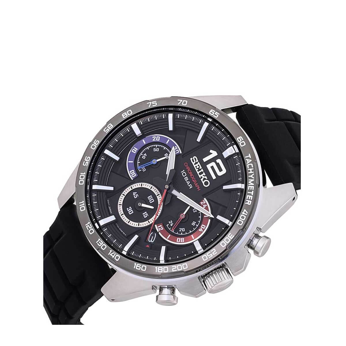 Seiko Men's Chronograph Black Dial Watch - SSB347 - Image 4