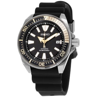 Seiko Men's Prospex Black Ion Automatic Dive Watch with Black Silicone Strap 200 m SRPB55