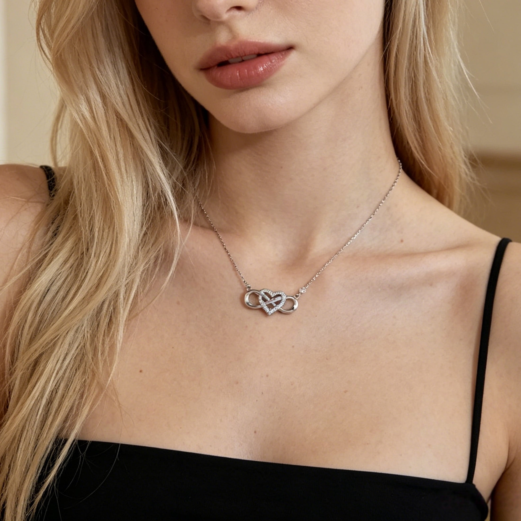 SFTING Infinity Heart Pendant Necklace 925 Sterling Silver Cubic Zirconia Jewelry Gift for Women - Image 5