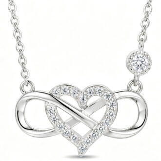 SFTING Infinity Heart Pendant Necklace 925 Sterling Silver Cubic Zirconia Jewelry Gift for Women
