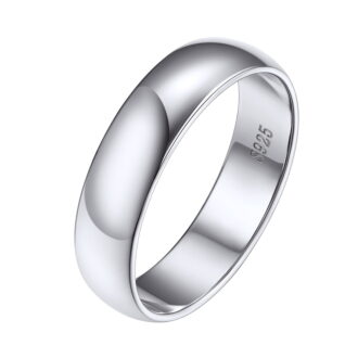 Silvora 925 Sterling Silver Rings for Women Polished 5mm Width Engagement Mens Wedding Band Ring No Tarnish Jewelry Gifts