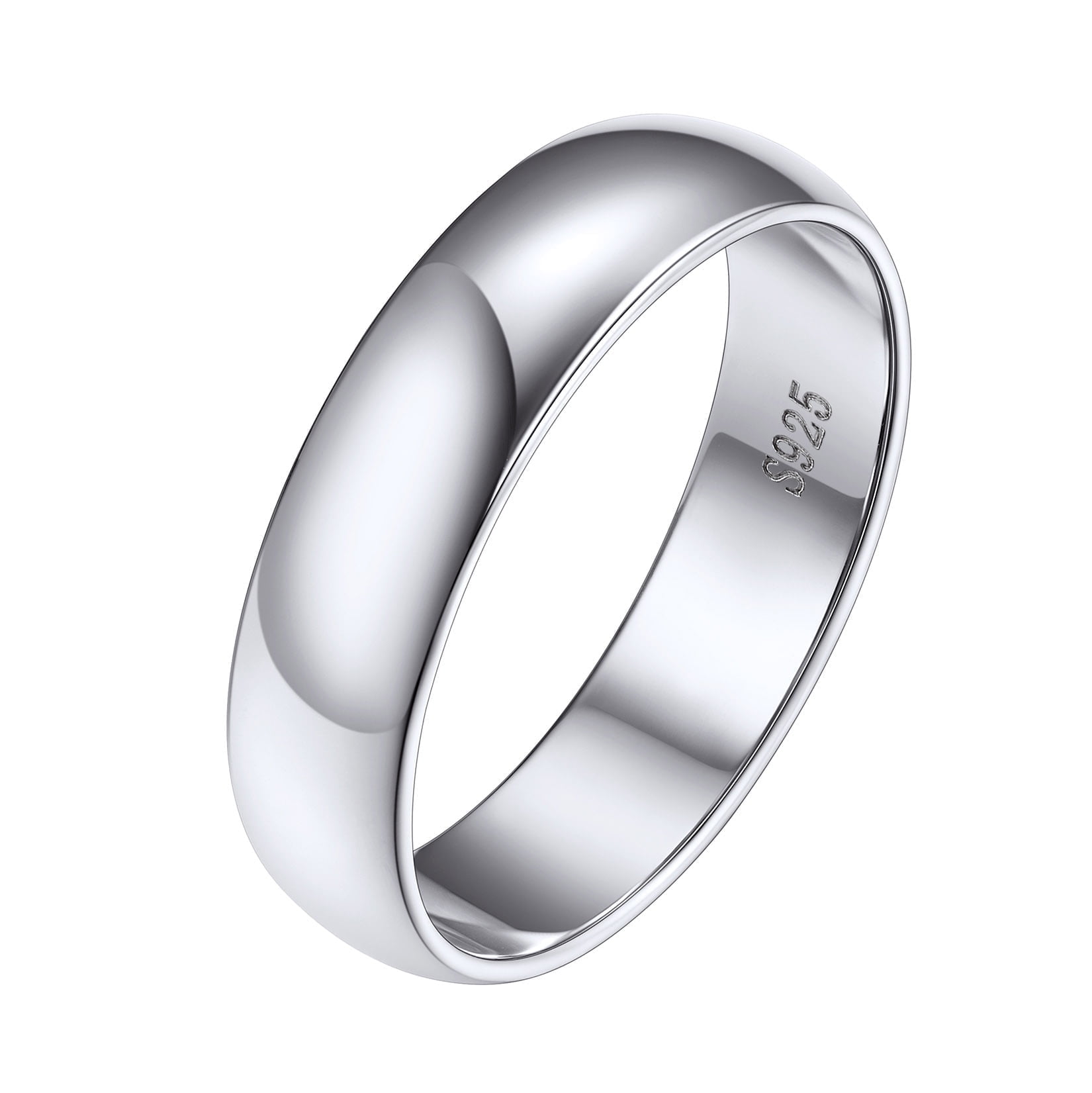 Silvora 925 Sterling Silver Rings for Women Polished 5mm Width Engagement Mens Wedding Band Ring No Tarnish Jewelry Gifts