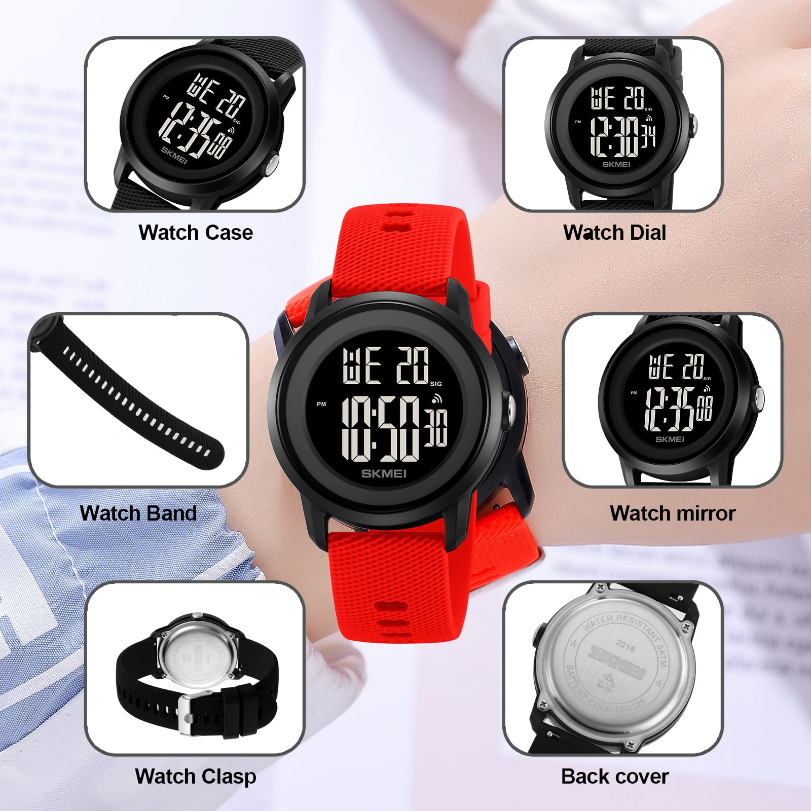 SKMEI Digital Watch, Sports Waterproof Led Watches with Alarm Wrist Watches 5-12 Ages - Image 2