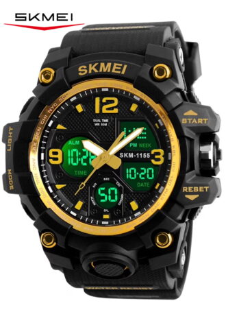SKMEI Men's Digital Sports Watch, Large Face Military Waterproof Watches for Men with Stopwatch Alarm LED Back Light Sports Watch,Gold