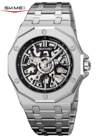 SKMEI Mens Luxury Skeleton Automatic Mechanical Wrist Watches Business Leisure Waterproof Luminous Pointer Self-Winding Wrist Watch