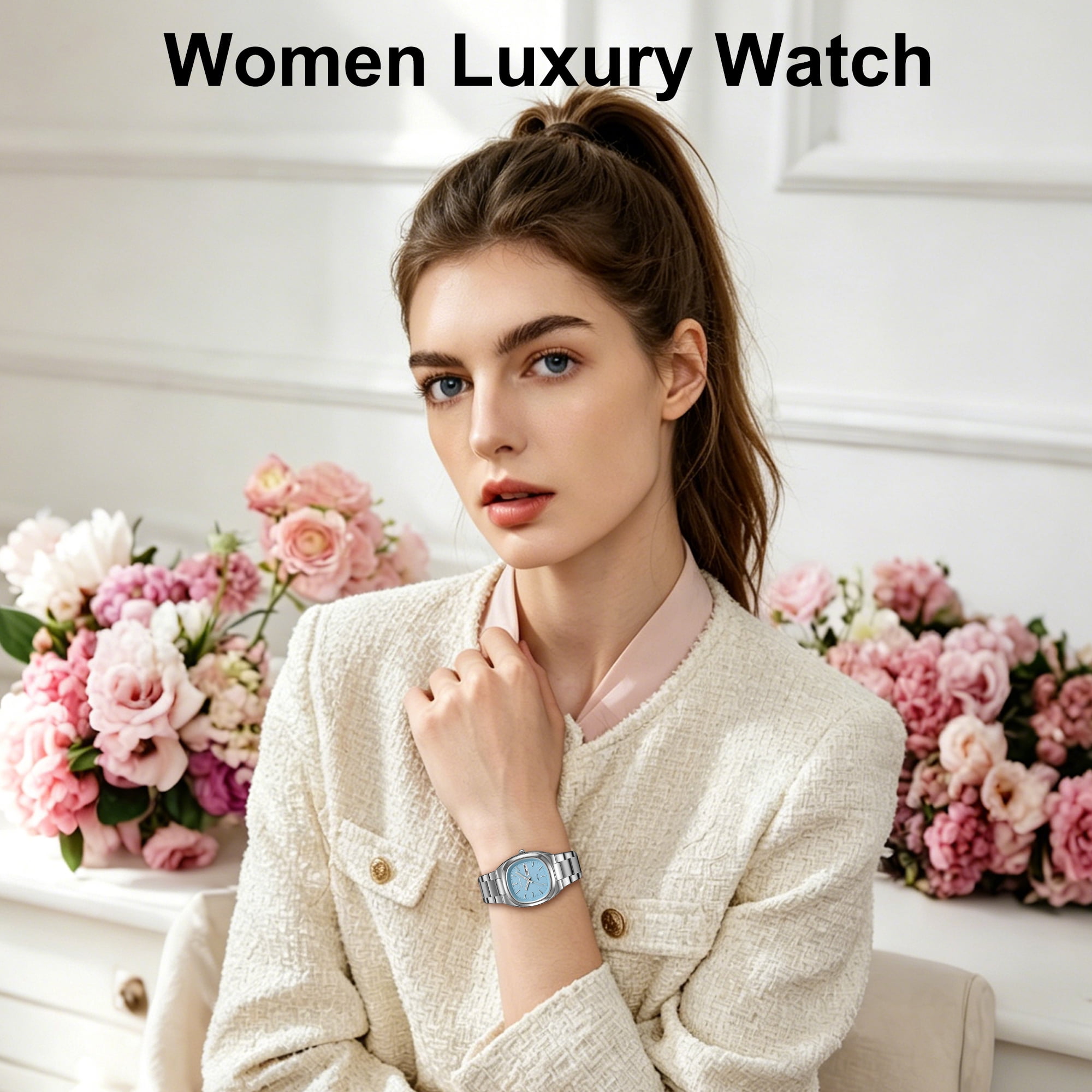 SKMEI Womens Watch Stainless Steel Waterproof Quartz Analog Watches for Women Casual Fashion Wristwatch - Image 2