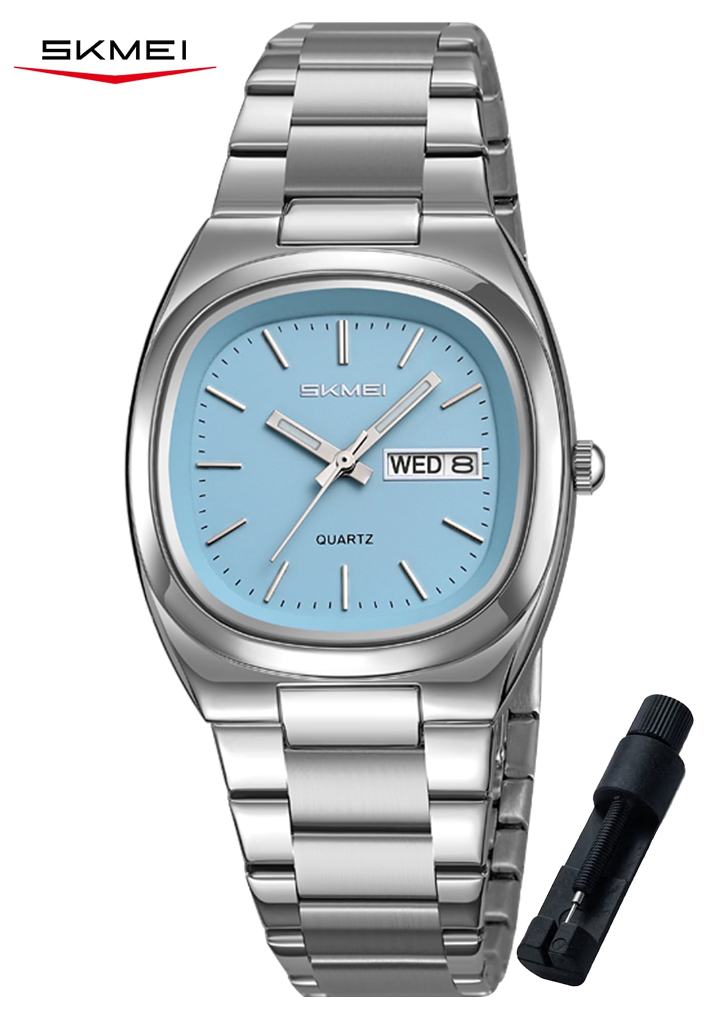 SKMEI Womens Watch Stainless Steel Waterproof Quartz Analog Watches for Women Casual Fashion Wristwatch