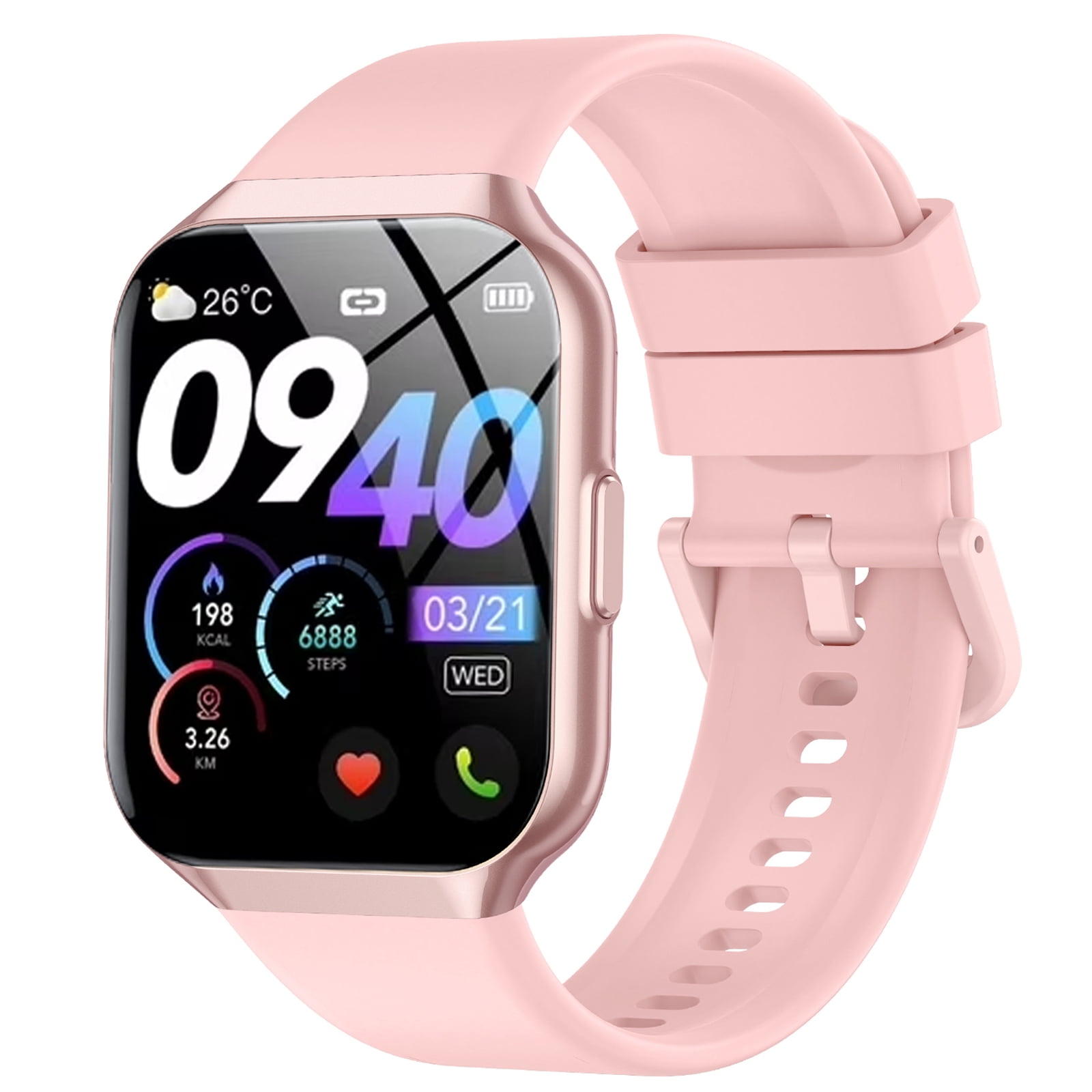 Smart Watch Fits for Android and iPhone 1.96'' Smartwatch for Men Women 110+ Sports Modes Fitness Tracker with Answer Make Calls/Message Reminder, IP68 Waterproof for Gift (Pink) - Image 5