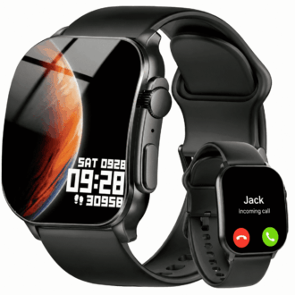 Smart Watch Fits for Android and iPhone, 2.01" AMOLED HD Curved Screen, Bluetooth Calls/Answer, Fitness Tracker, 110+ Sport Modes, Smart Watch for Men Women, IP68 Waterproof Smartwatch, Gifts