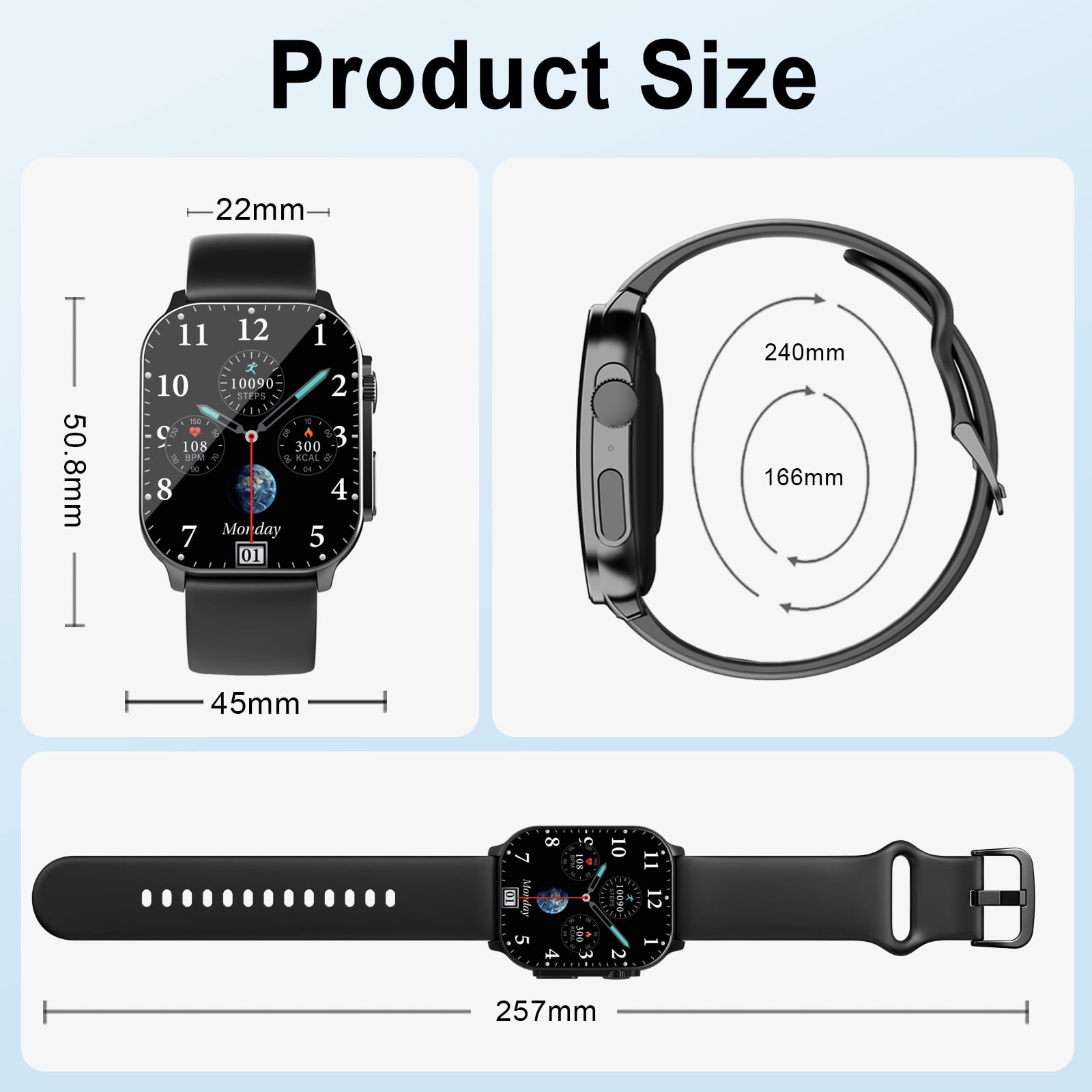 Smart Watch Fits for Android and iPhone, 2.01" AMOLED HD Curved Screen, Bluetooth Calls/Answer, Fitness Tracker, 110+ Sport Modes, Smart Watch for Men Women, IP68 Waterproof Smartwatch, Gifts - Image 4