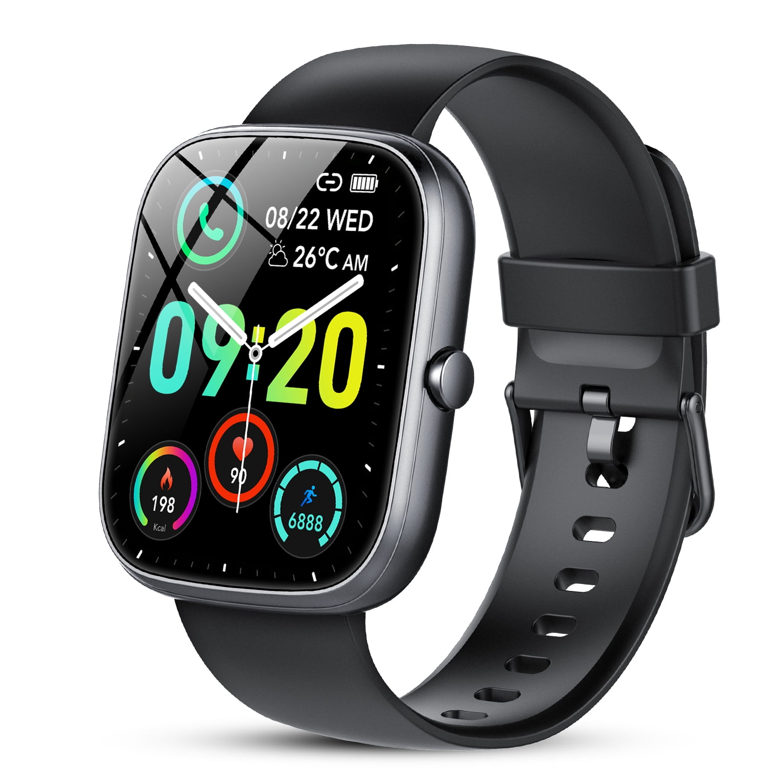 Smart Watch Fits for Android and iPhone, IP68 Waterproof Smartwatch for Women Men 100+ Sports Modes 1.91-inch Fitness Tracker, Smart Watch with Bluetooth Call(Answer/Make Calls), for Gift Black - Image 2