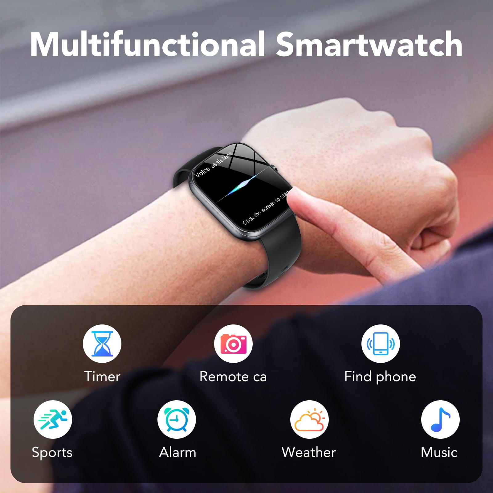 Smart Watch Fits for Android and iPhone, IP68 Waterproof Smartwatch for Women Men 100+ Sports Modes 1.91-inch Fitness Tracker, Smart Watch with Bluetooth Call(Answer/Make Calls), for Gift Black - Image 4