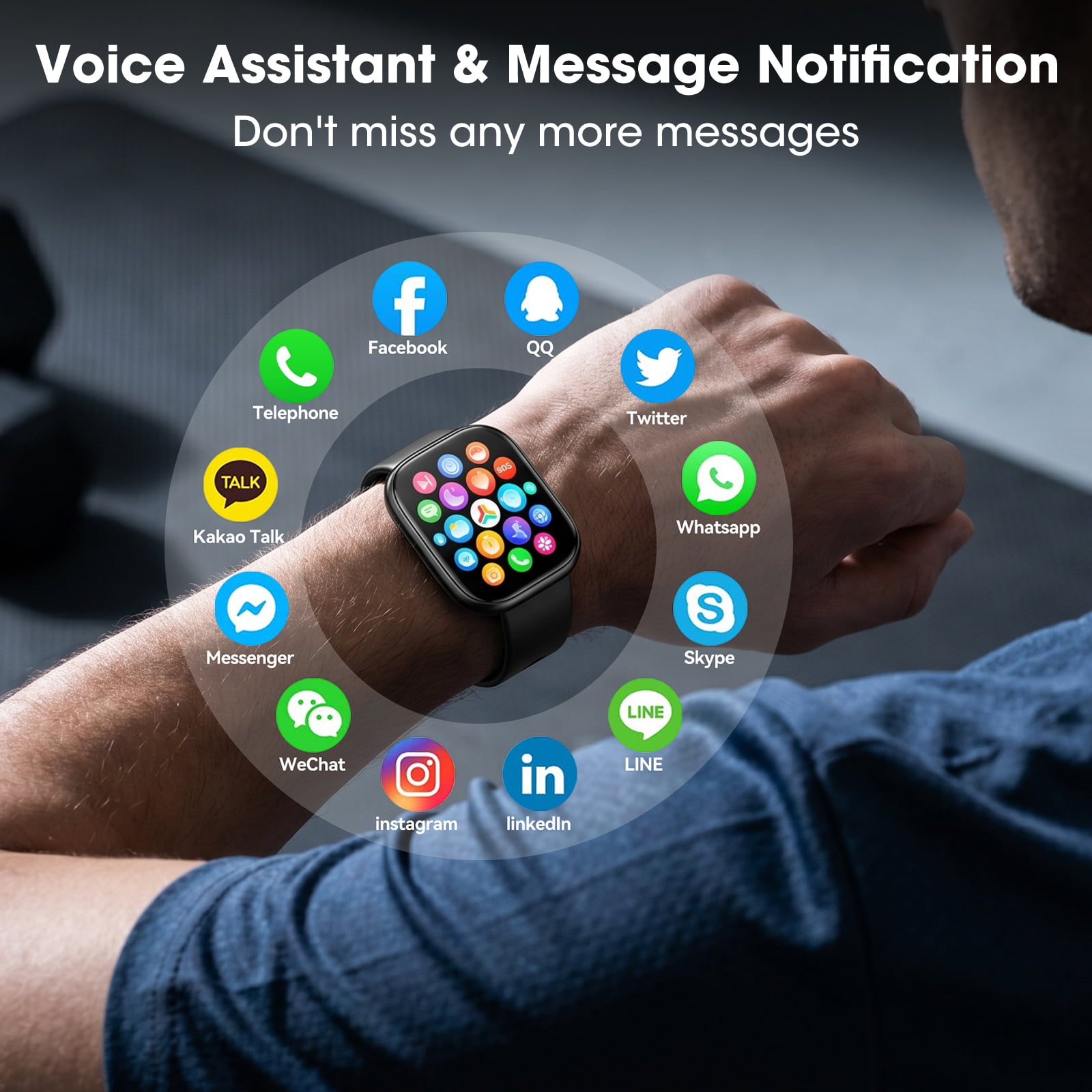 Smart Watch for Men Women, 1.83" HD Display Smartwatch with Bluetooth Calls, 120+ Sports Modes, Fitness Tracker, IP68 Waterproof, AI Watch Faces, Compatible with Android and iPhone, Black - Image 5