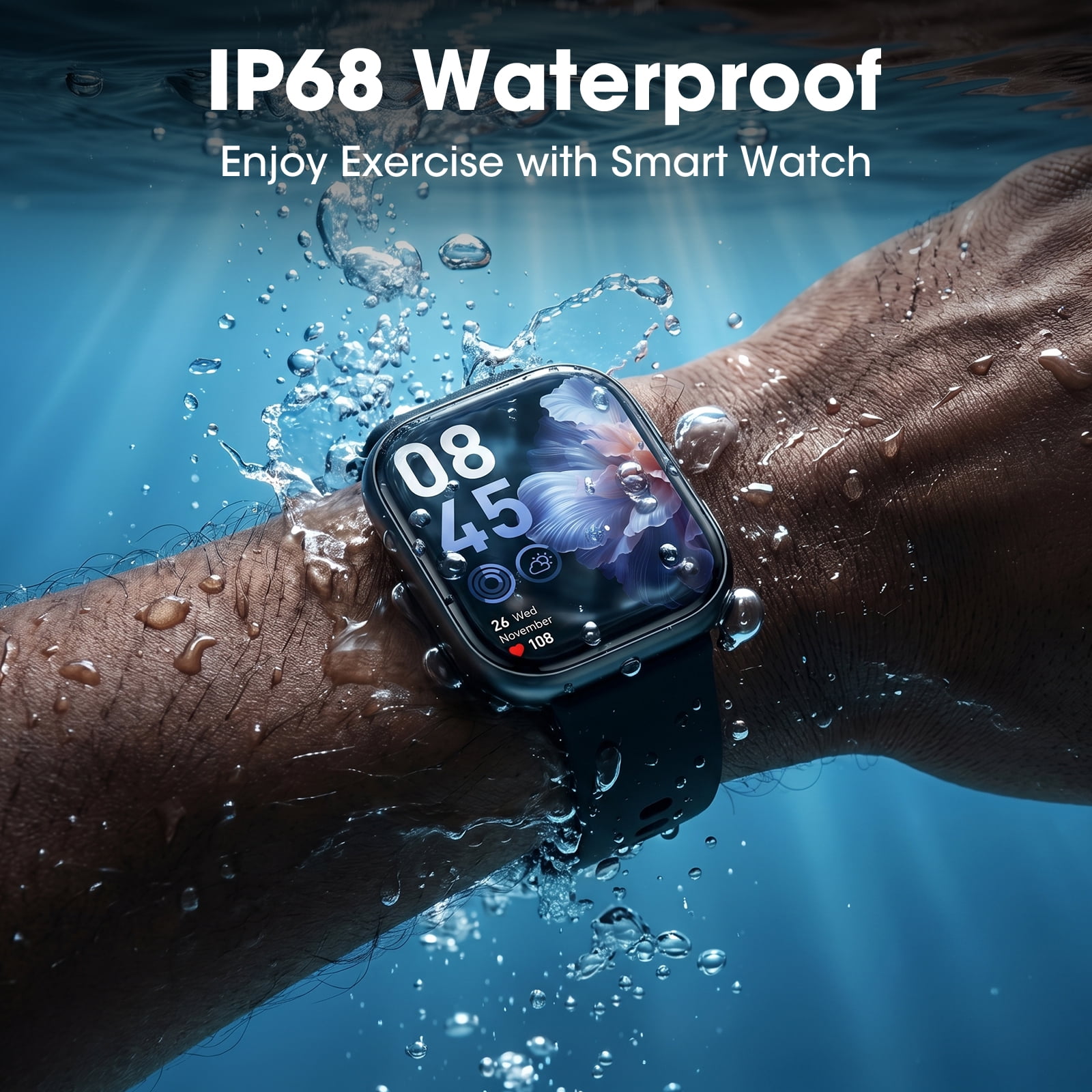 Smart Watch for Men Women, 1.83" HD Display Smartwatch with Bluetooth Calls, 120+ Sports Modes, Fitness Tracker, IP68 Waterproof, AI Watch Faces, Compatible with Android and iPhone, Black - Image 3