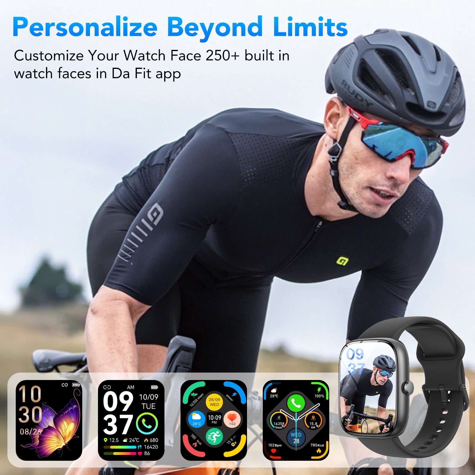 Smart Watch for Men Women, 1.85" Smartwatch with Bluetooth Call, Fitness Tracker, 100+ Sports Modes, IP68 Waterproof Smart Watch Compatible with Android iOS, Black - Image 4