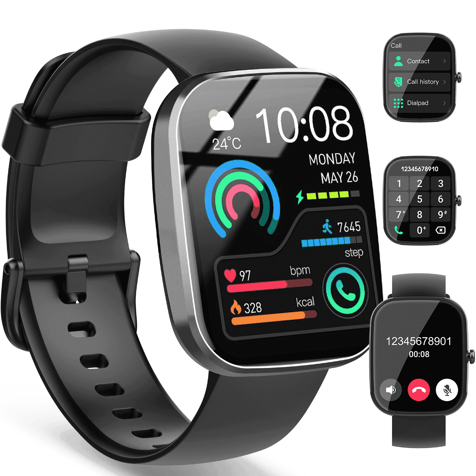 Smart Watch for Men Women, 1.91" HD Smartwatch Fits for Android and IPhone, Fitness Tracker with Bluetooth Answer/Make Calls/120+Sports Modes/IP68 Waterproof/Sleep/Pedometer, Perfect Gift