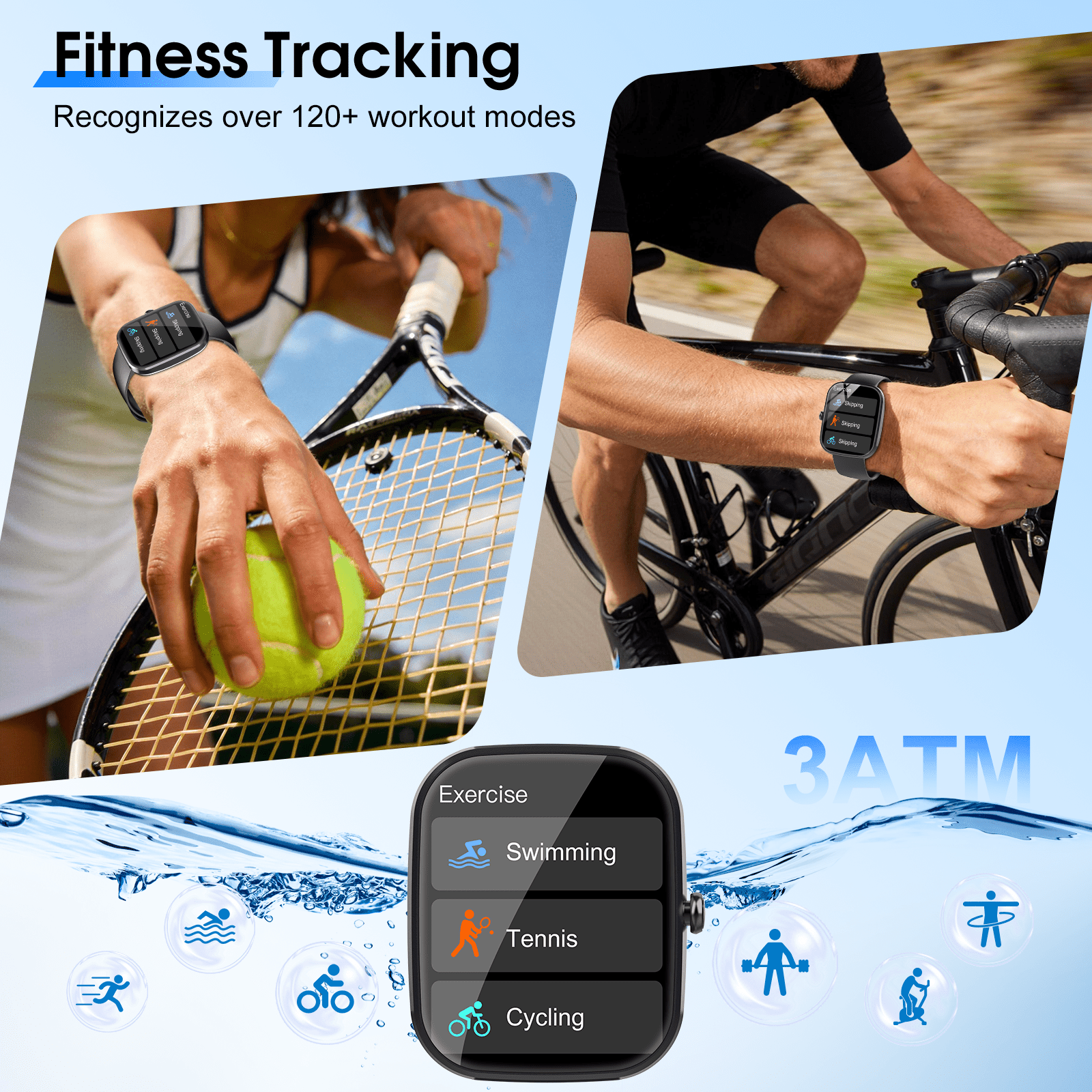 Smart Watch for Men Women, 1.91" HD Smartwatch Fits for Android and IPhone, Fitness Tracker with Bluetooth Answer/Make Calls/120+Sports Modes/IP68 Waterproof/Sleep/Pedometer, Perfect Gift - Image 3