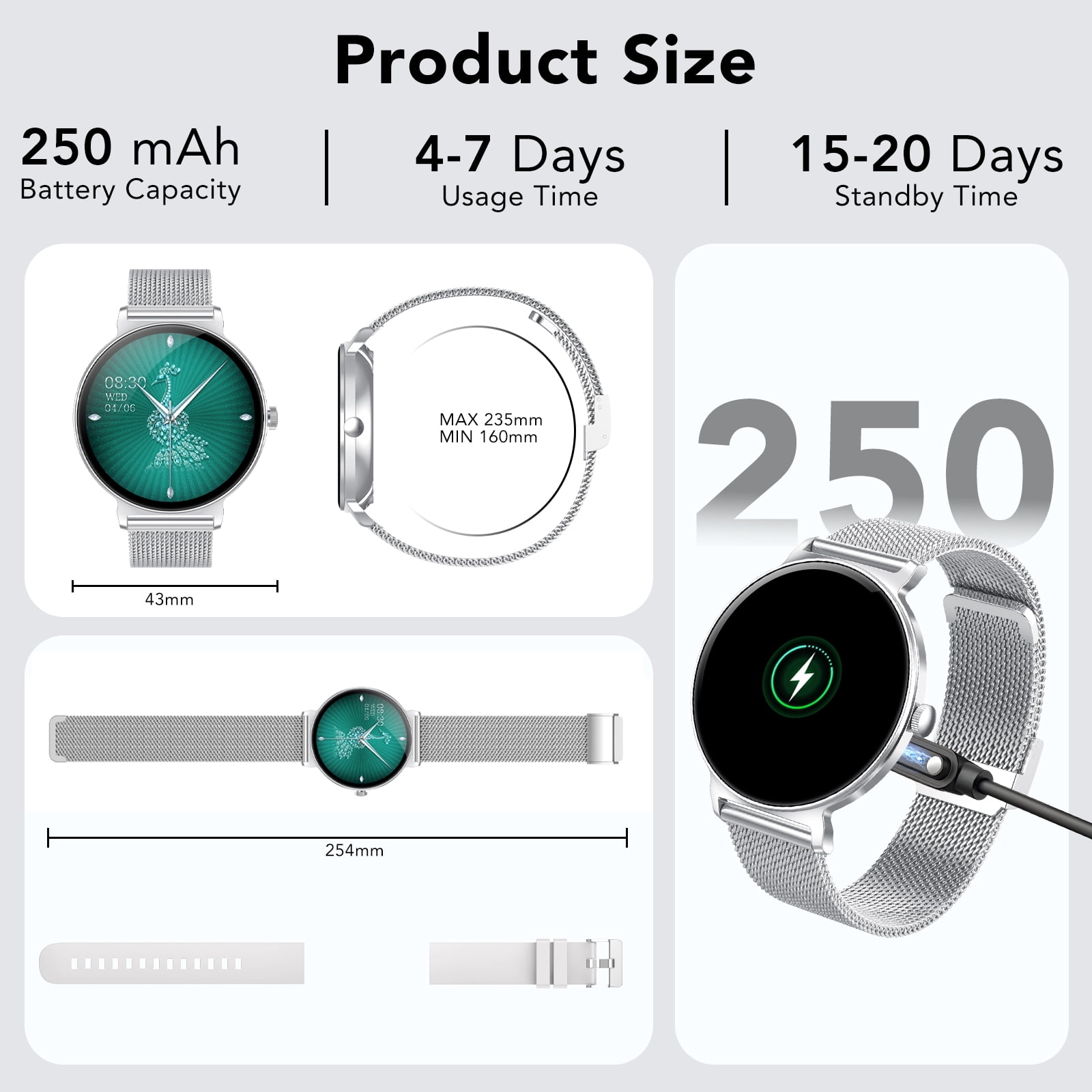 Smart Watch for Women, 1.27" Thin Face Fitness Tracker with Bluetooth Calls(Answer&Make), Smart Watch Fits for Android and iPhone, IP68 Waterproof, 110+ Sport Modes Smartwatch (2 Strap) - Image 4