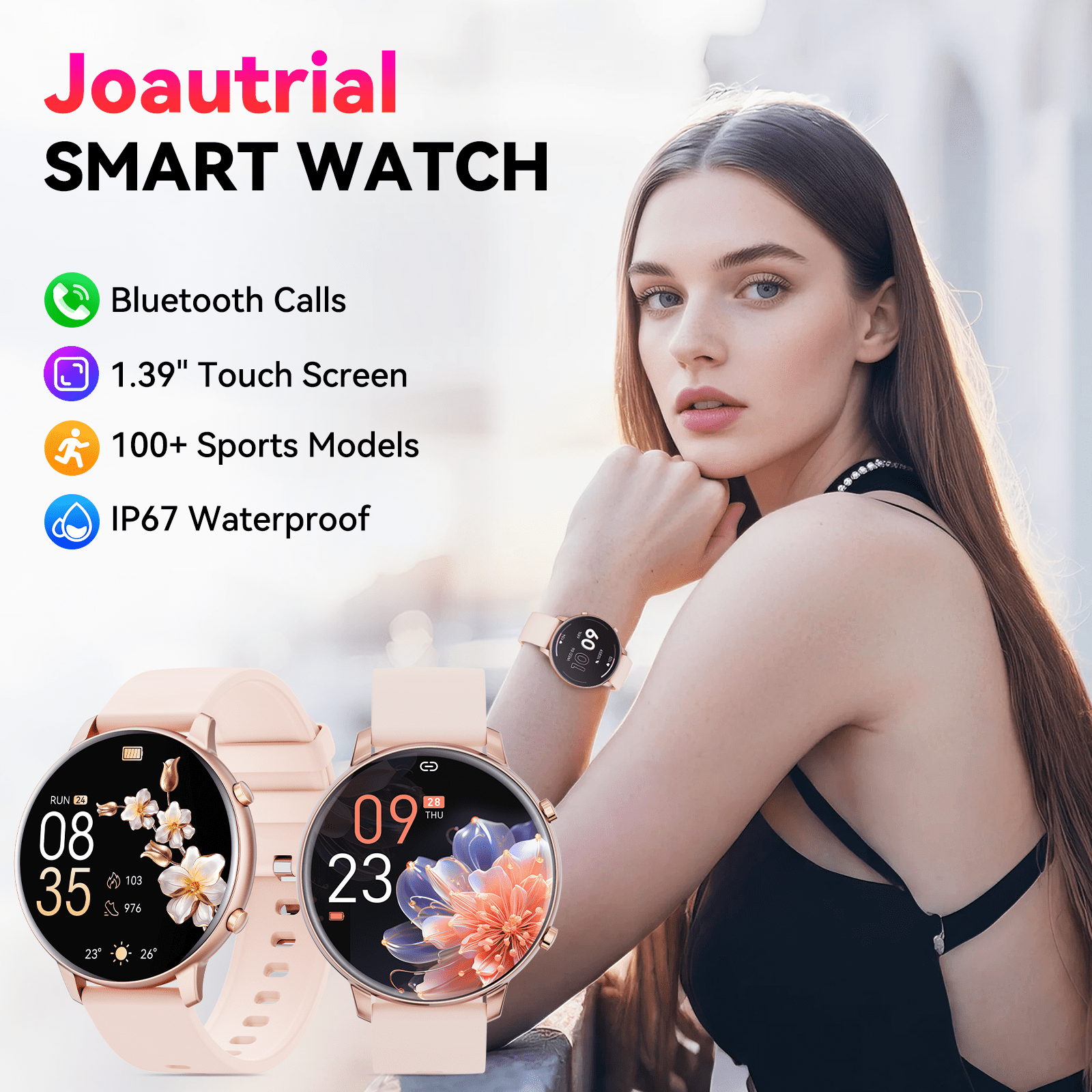 Smart Watch for Women, 1.39" Fitness Tracker with Bluetooth Calls(Answer&Make&Message Reminder), Smart Watch Fits for Android and iPhone, IP67 Waterproof, 100+ Sport Modes Smartwatch, for Gift, Pink - Image 4
