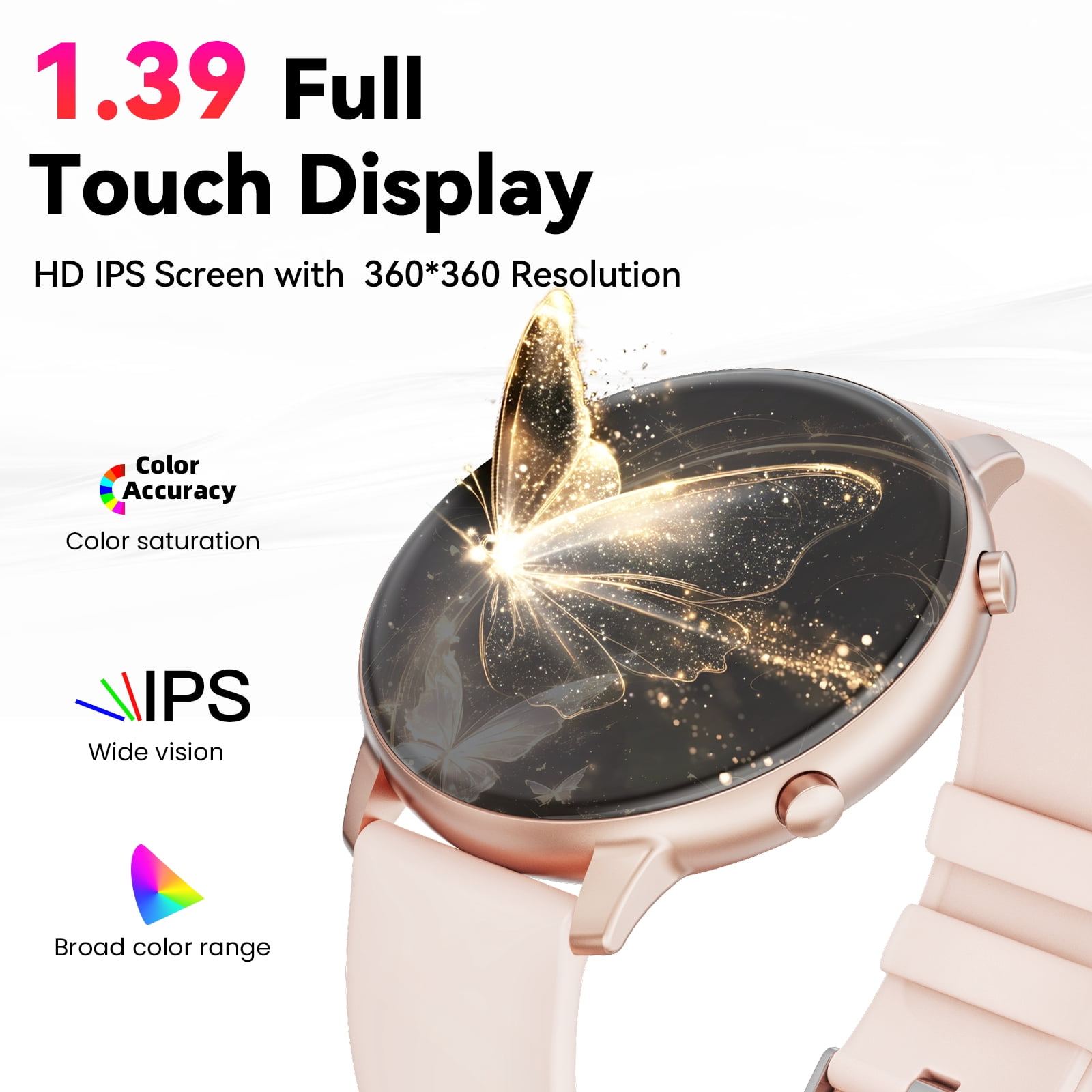 Smart Watch for Women, 1.39" Fitness Tracker with Bluetooth Calls(Answer&Make&Message Reminder), Smart Watch Fits for Android and iPhone, IP67 Waterproof, 100+ Sport Modes Smartwatch, for Gift, Pink - Image 2