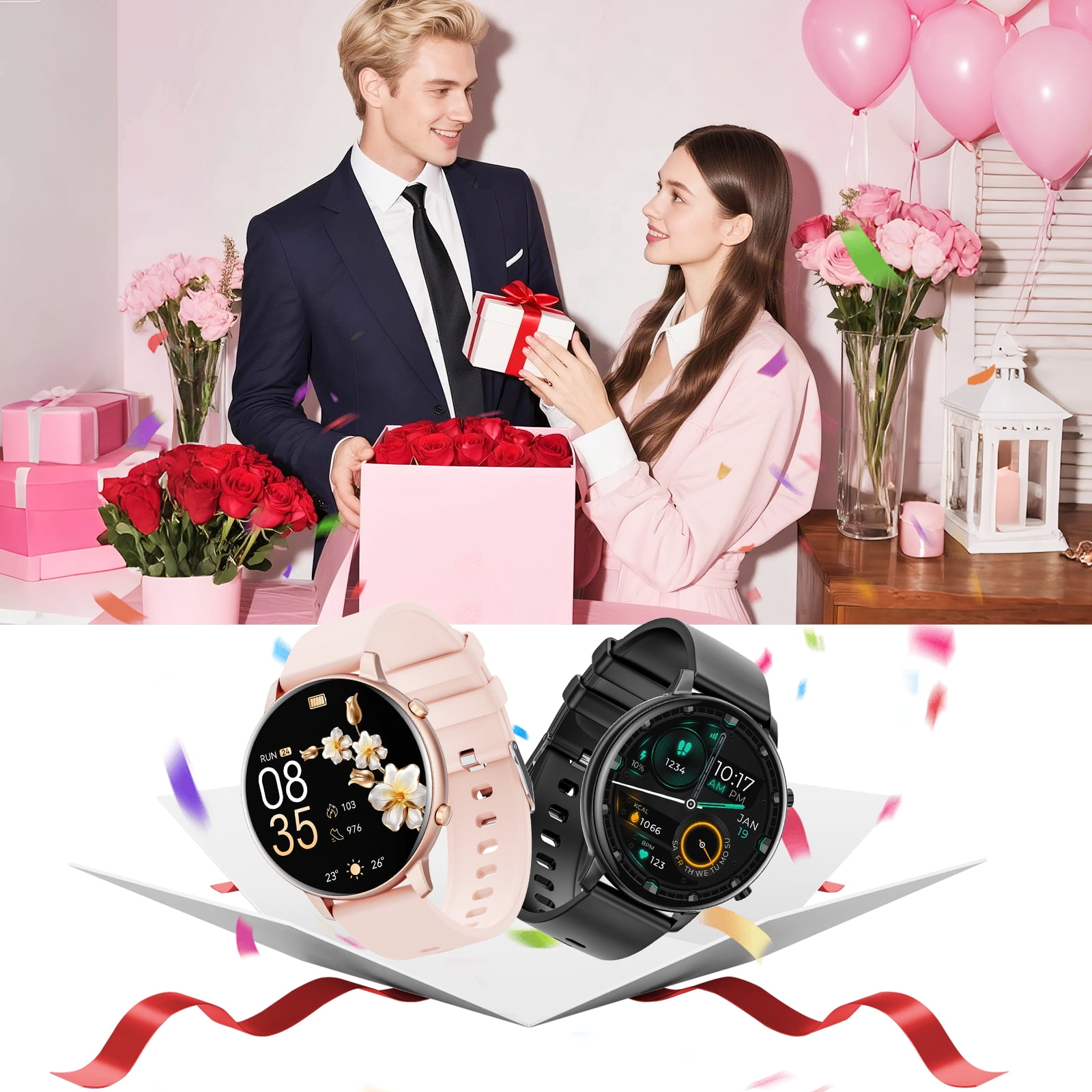 Smart Watch for Women, 1.39" Fitness Tracker with Bluetooth Calls(Answer&Make&Message Reminder), Smart Watch Fits for Android and iPhone, IP67 Waterproof, 100+ Sport Modes Smartwatch, for Gift, Pink - Image 5