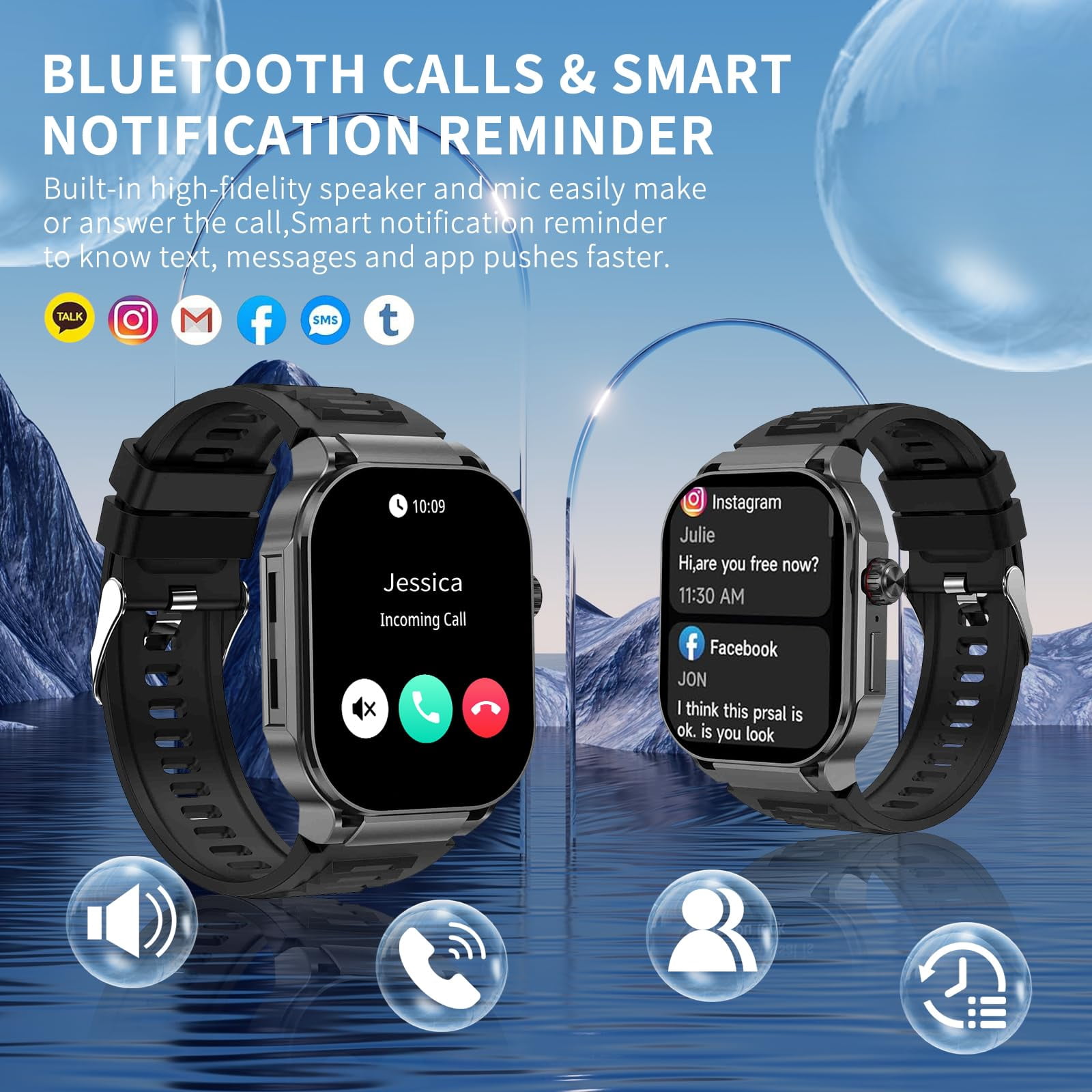 Smart Watch with 2.1" AMOLED Touch Screen, 410×502 Resolution, Dual-Mode Single Chip, 123 Sports Modes, Sleep Tracking, Activity Tracker, Message Notifications, Custom Watch Faces - Image 2