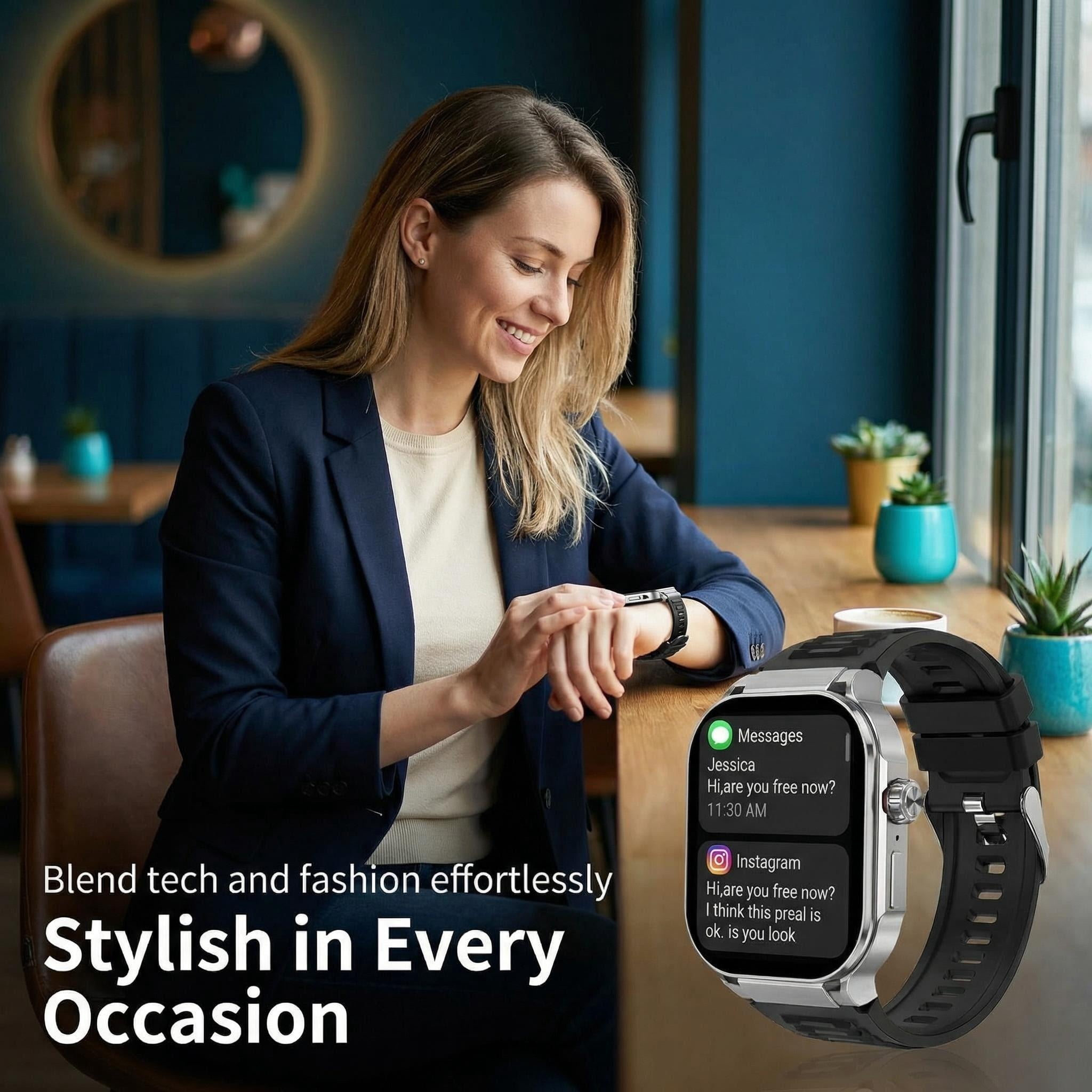 Smart Watch with 2.1" AMOLED Touch Screen, 410×502 Resolution, Dual-Mode Single Chip, 123 Sports Modes, Sleep Tracking, Activity Tracker, Message Notifications, Custom Watch Faces - Image 3