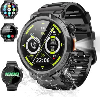 Smart Watches for Men (Answer/Make Call), 1.53" HD Military Smartwatch, 50+ Days Extra-Long Battery Life Fitness Tracker, Flashlight/110+Sports/Sleep Monitor/IP68 Waterproof Android Ios