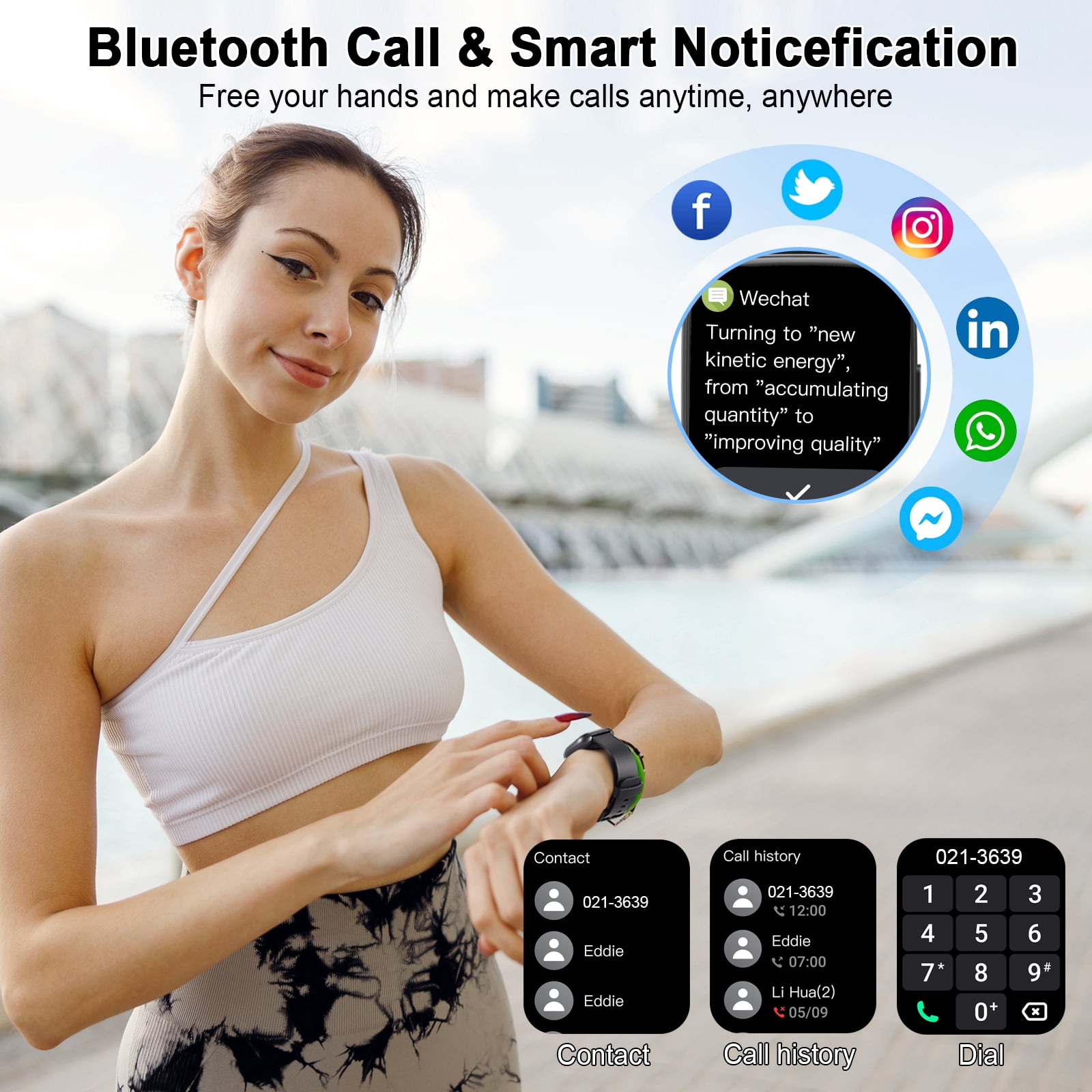 Smart Watches for Men Women Answer/Make Calls, 1.95" HD Touch Screen Fitness Watch with Steps/Calorie, 110+ Sport Modes Activity Tracker, IP68 Waterproof Smartwatch for Android iOS, for Gift, Black - Image 2