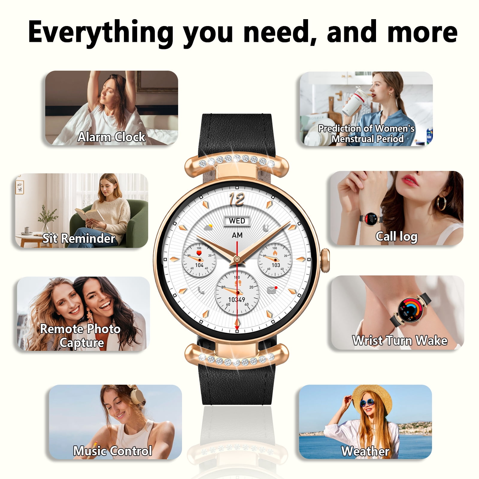 Smart Watches for Women, 1.2'' AMOLED HD Round Screen Fitness Trackers with Bluetooth Call (Answer/Make/Text), 100+ Sports Mode, IP68 Waterproof Women Smart Watch for Android IOS - Image 2