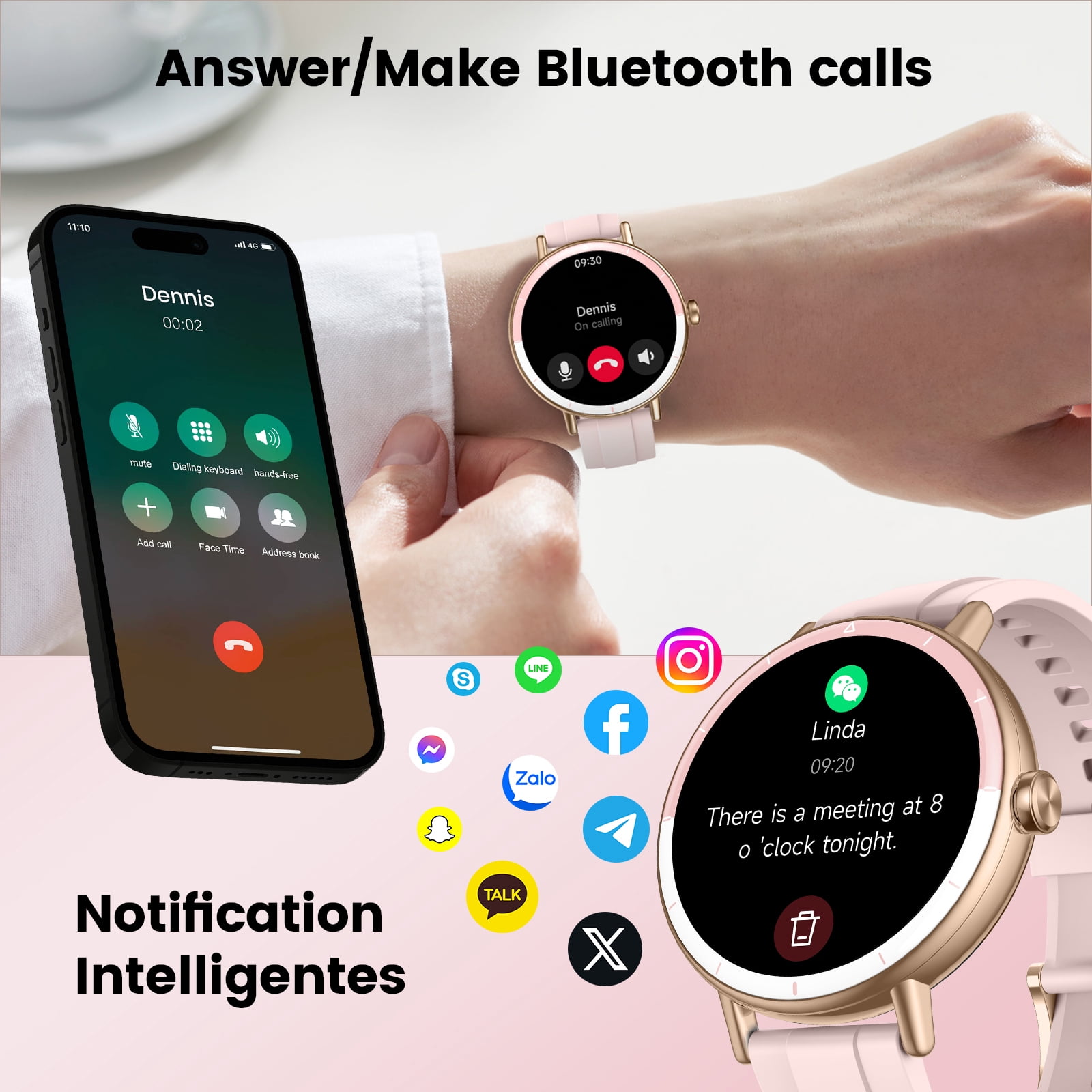 Smart Watches for Women, 1.27" HD Touchscreen Fitness Tracker with Bluetooth Calls, 100+ Sport Modes Ladies Smart Watch, IP68 Waterproof Smartwatch Compatible IOS/Android - Image 5