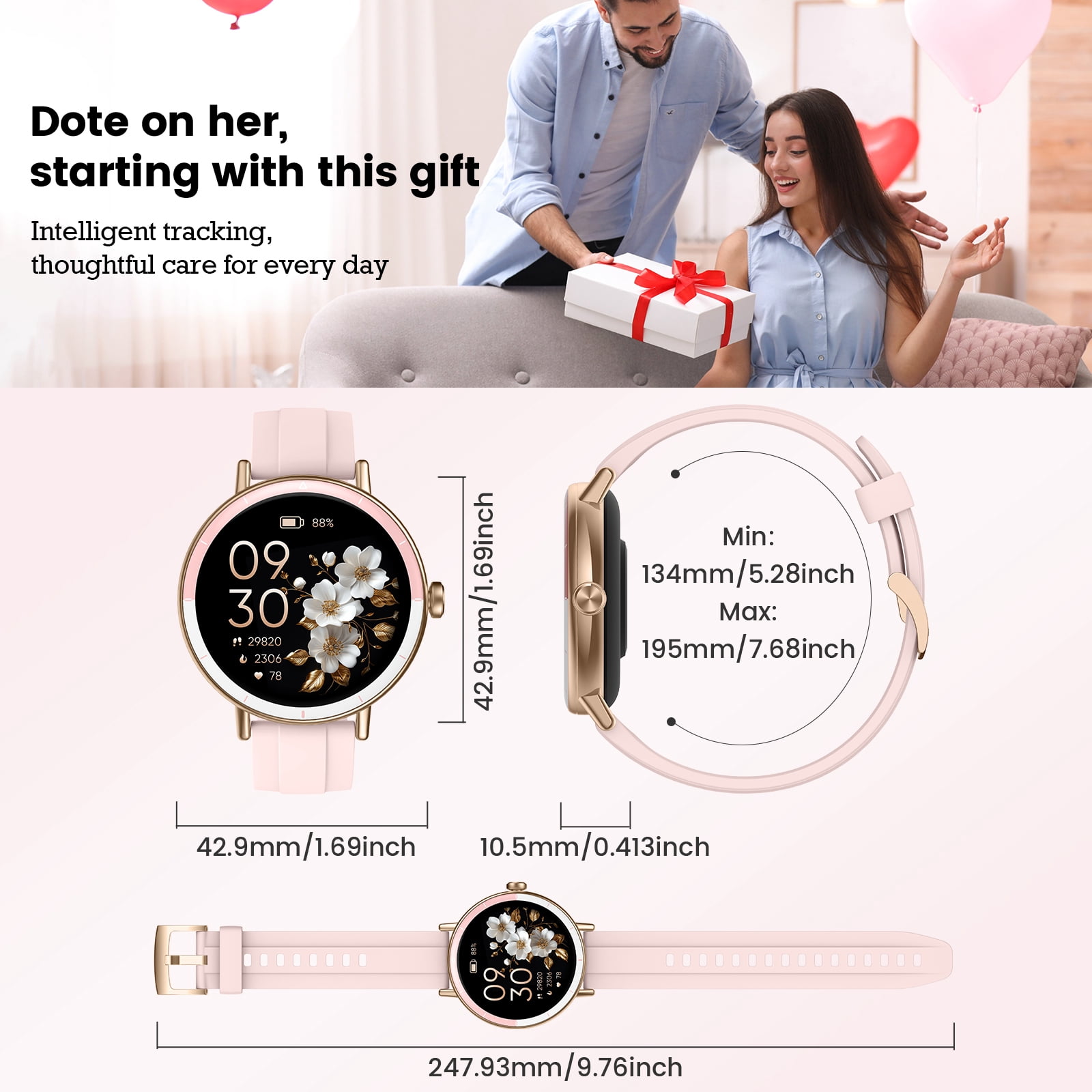 Smart Watches for Women, 1.27" HD Touchscreen Fitness Tracker with Bluetooth Calls, 100+ Sport Modes Ladies Smart Watch, IP68 Waterproof Smartwatch Compatible IOS/Android - Image 4
