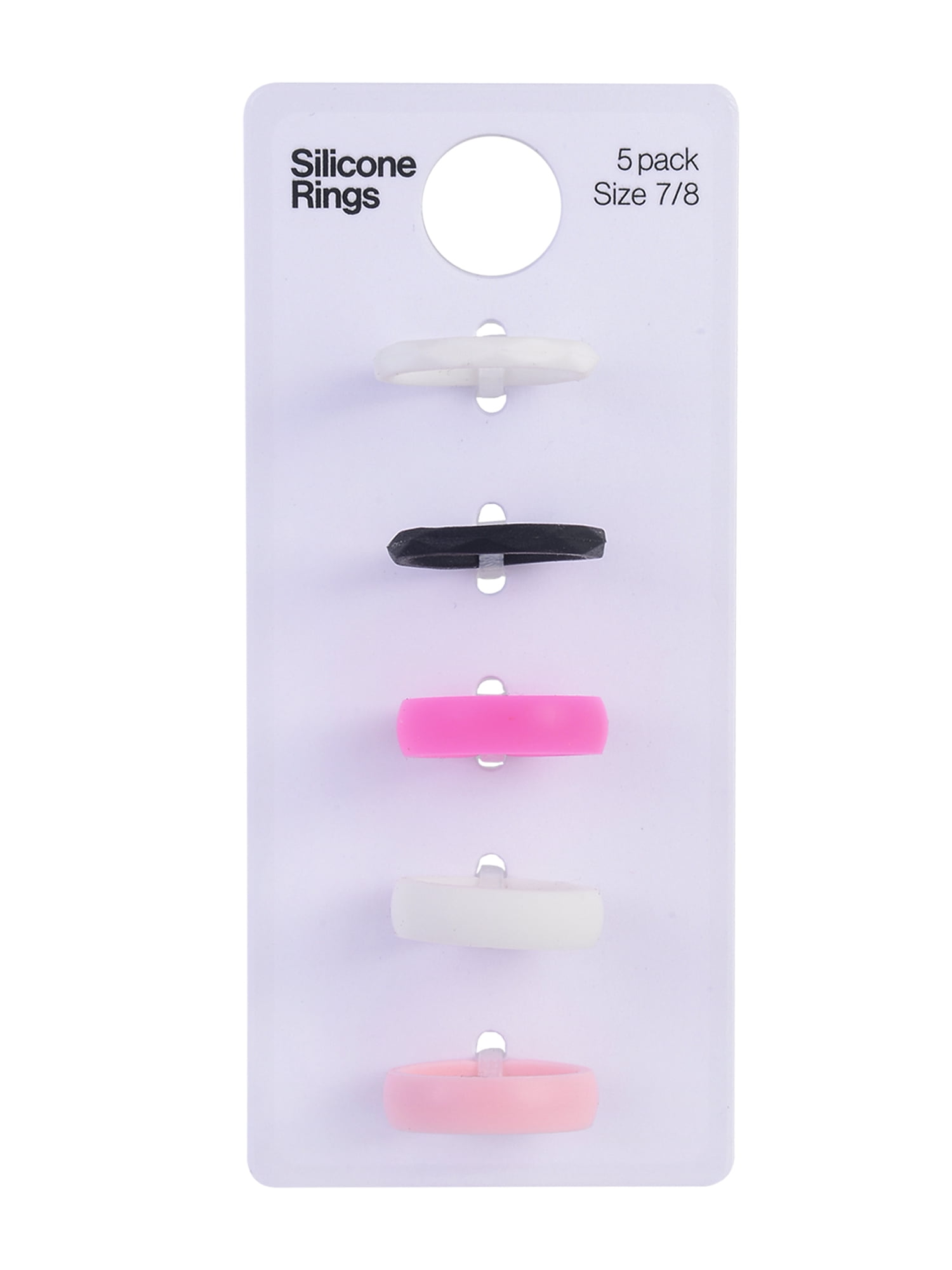 Solutions Adult Female 5 Piece White and Pink Silicone Ring Set, Size 7/8 - No Stone - Image 4